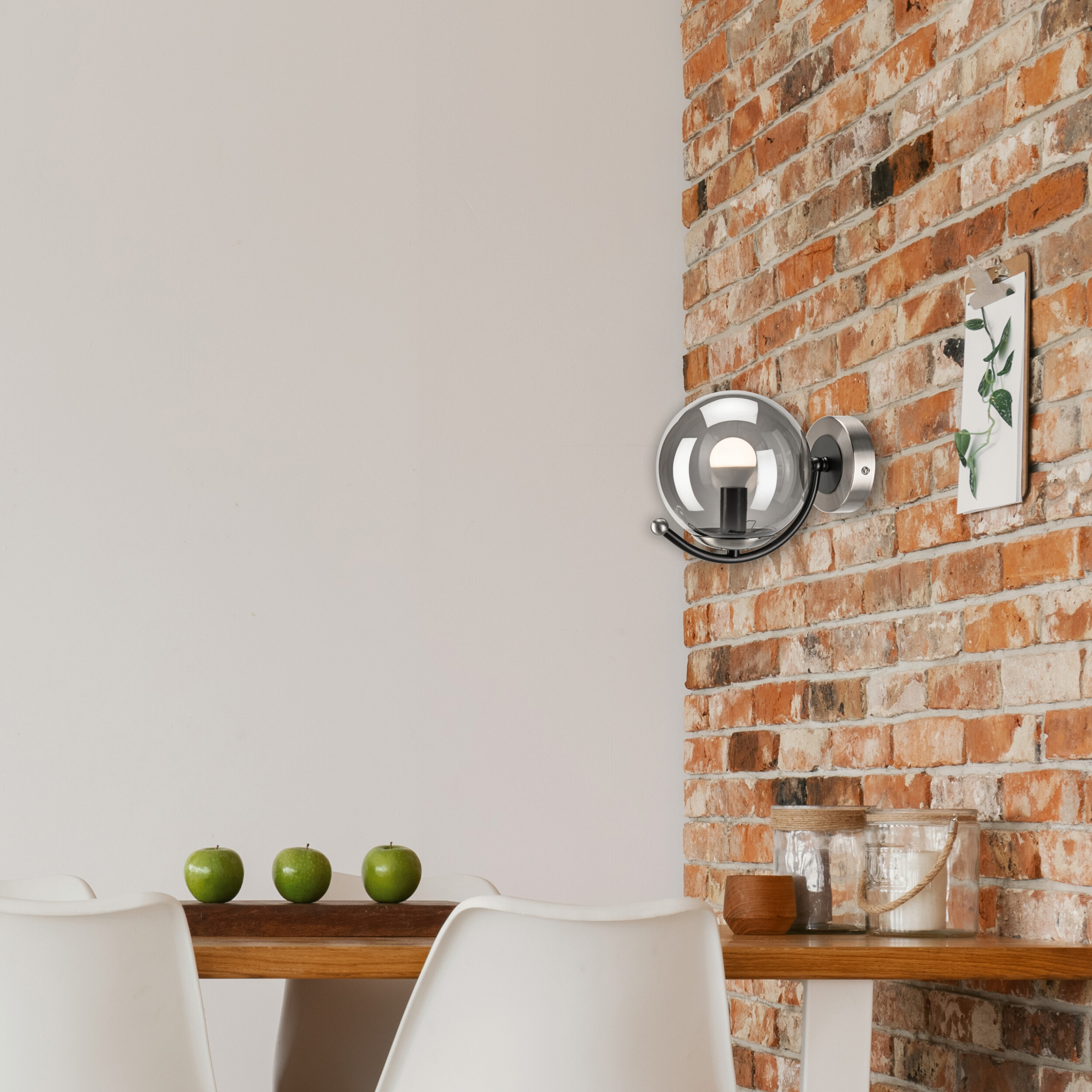 Lamkur Wandleuchte Chrom Stahl Glas B/H/L: ca. 20x14,5x20 cm E14 1 Brennstellen