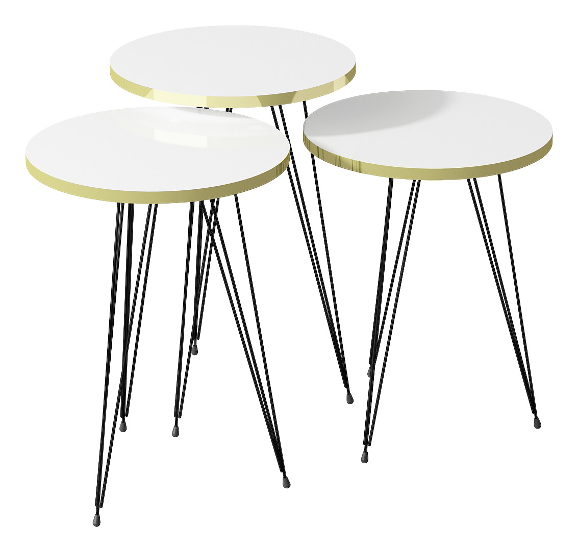 Beistelltisch 3er-Set. 21256290 weiß schwarz Metall B/H/T: ca. 38x53,5x38 cm Beistelltisch 3er-Set. 21256290 weiß schwarz Metall B/H/T: ca. 38x53,5x38 cm