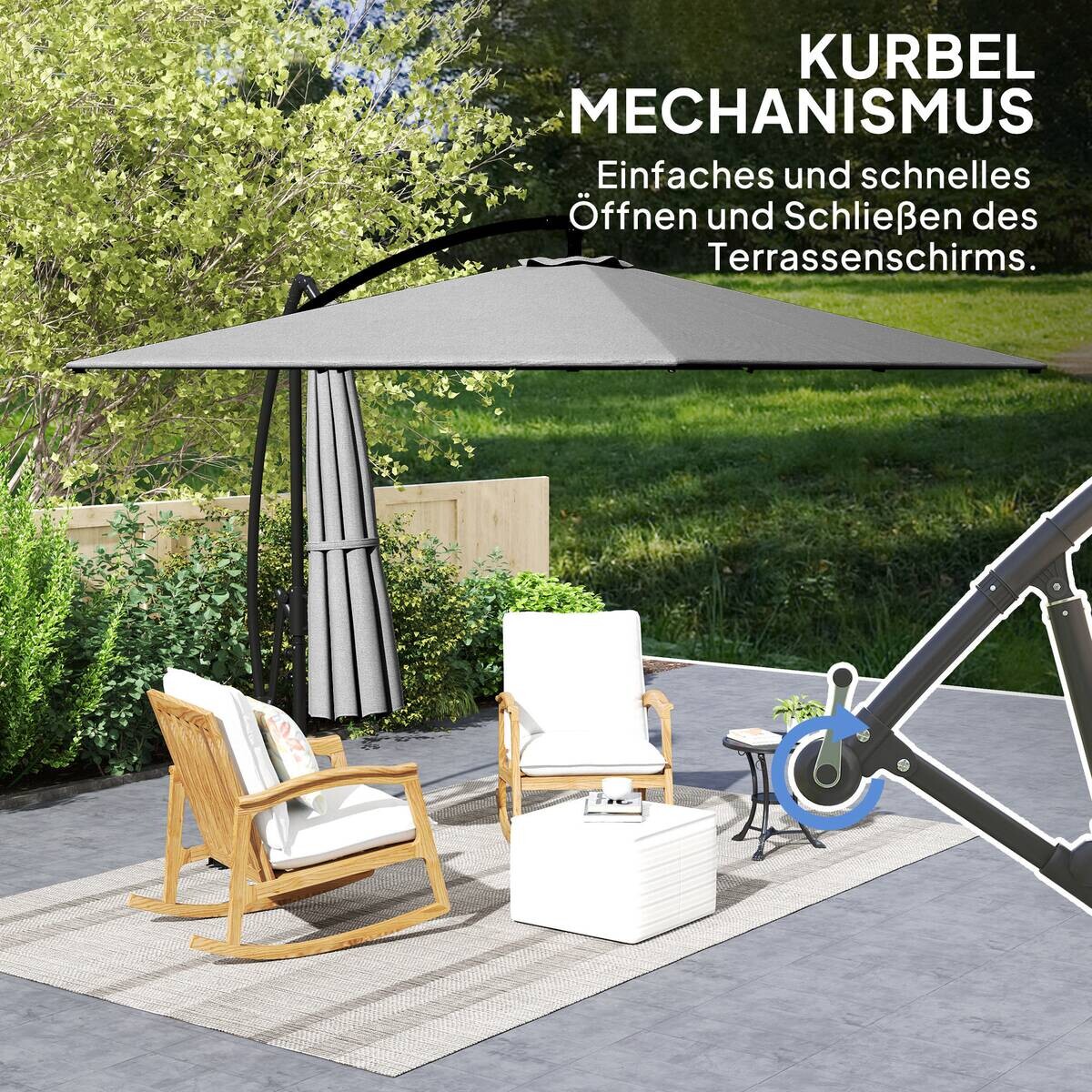 Outsunny Ampelschirm grau Polyester B/H/L: ca. 250x235x295 cm