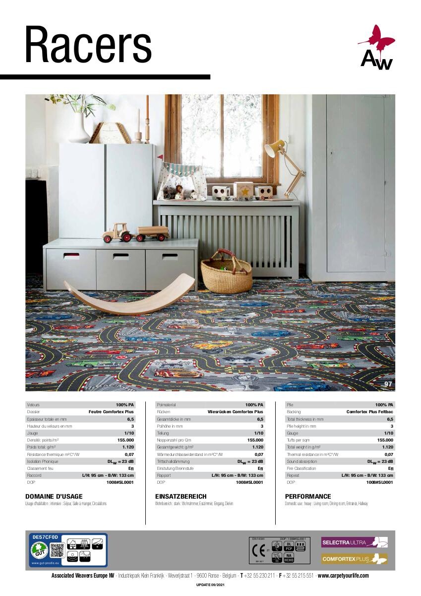 Teppichboden Racers blau B: ca. 400 cm pro m²