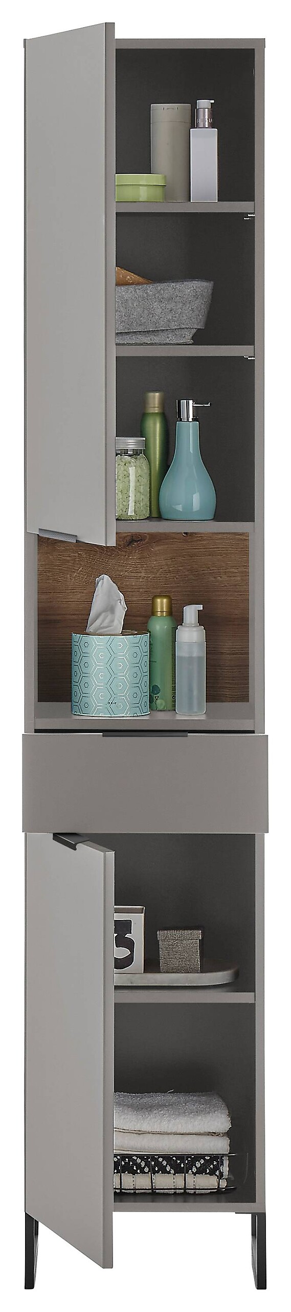 Hochschrank Denver grau matt Eiche Evoke Coast Nachbildung B/H/T: ca. 38x195x32 cm
