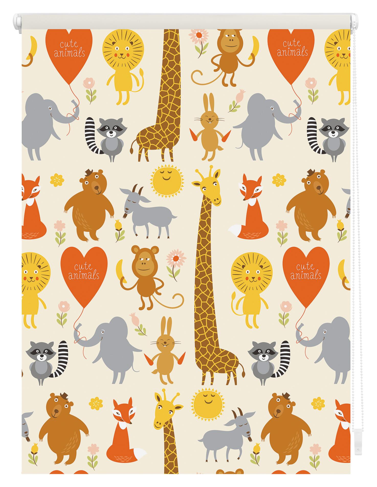 LICHTBLICK Verdunkelungsrollo Cute Animals gelb B/L: ca. 80x150 cm