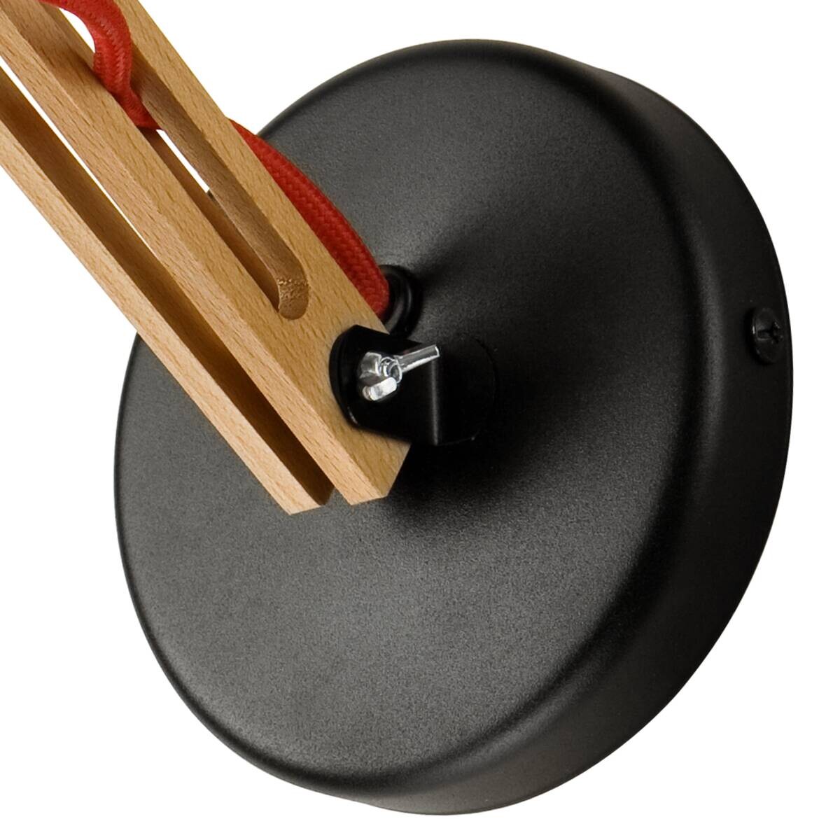 Lamkur Wandleuchte Marcello natur Holz Stahl H/L: ca. 25x35 cm E27 1 Brennstellen