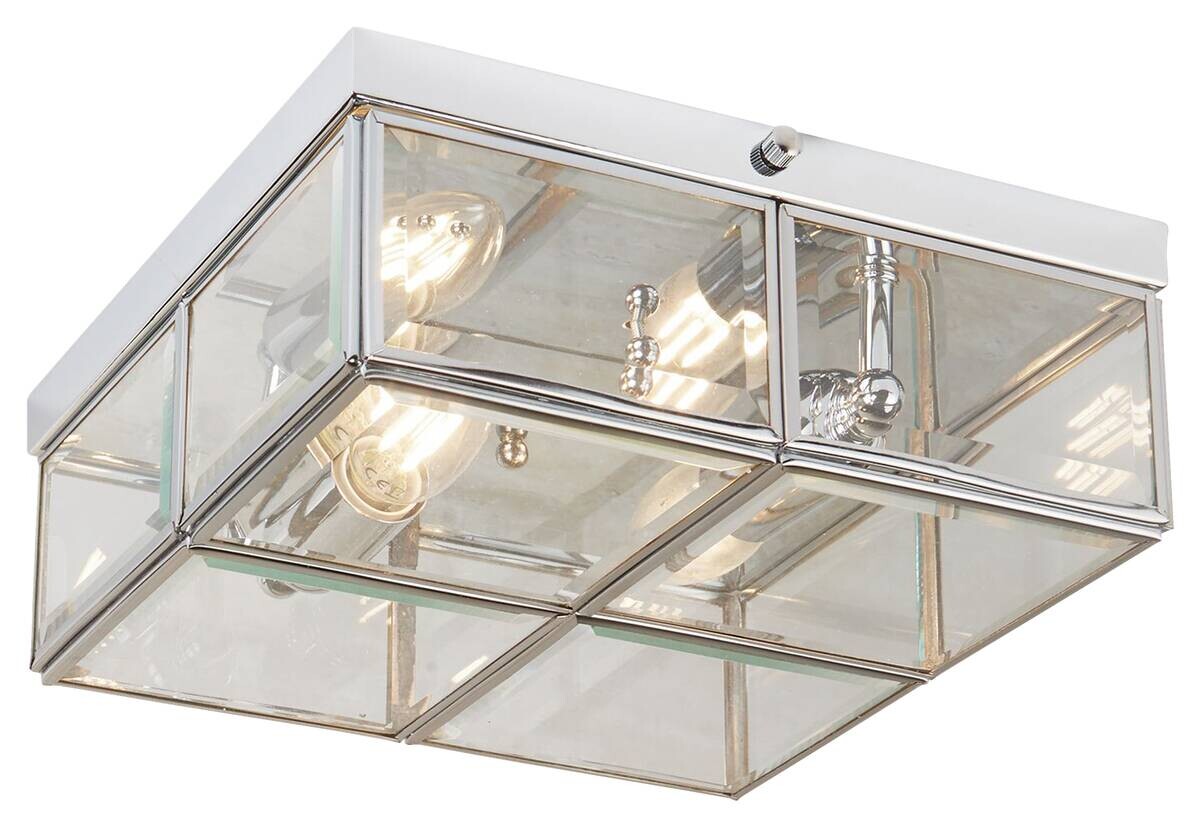 Searchlight Deckenleuchte Pisa transparent Chrom Glas Stahl B/H/L: ca. 25x10x25 cm E14 2 Brennstellen