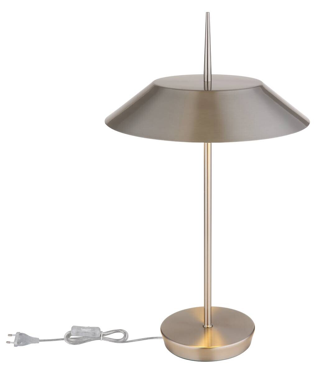 GLOBO Tischleuchte BRENLOR 21032N nickel Textil Metall H/D: ca. 52x30 cm E27 2 Brennstellen