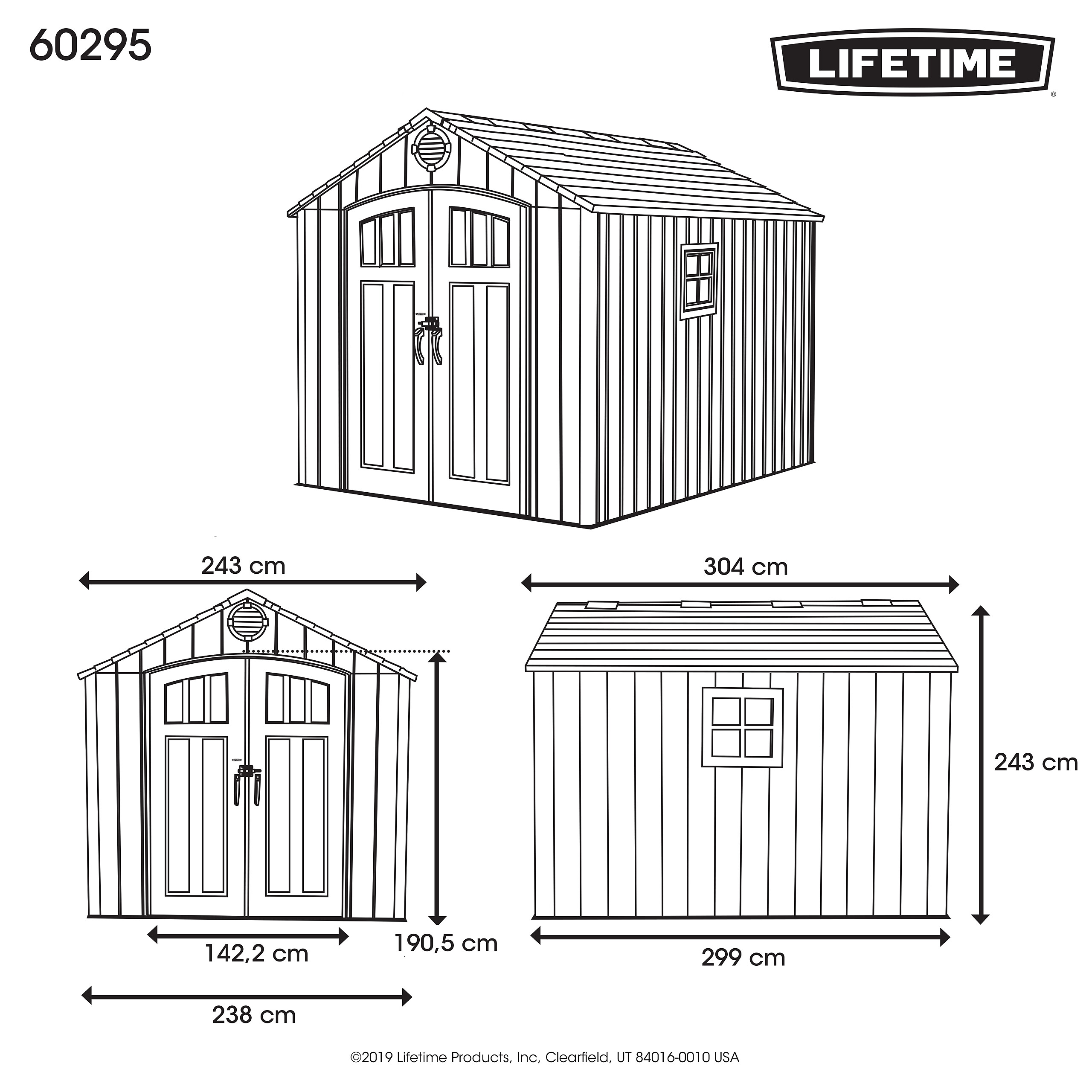 Lifetime Gartenhaus Jupiter grau B/H/L: ca. 244x244x305 cm