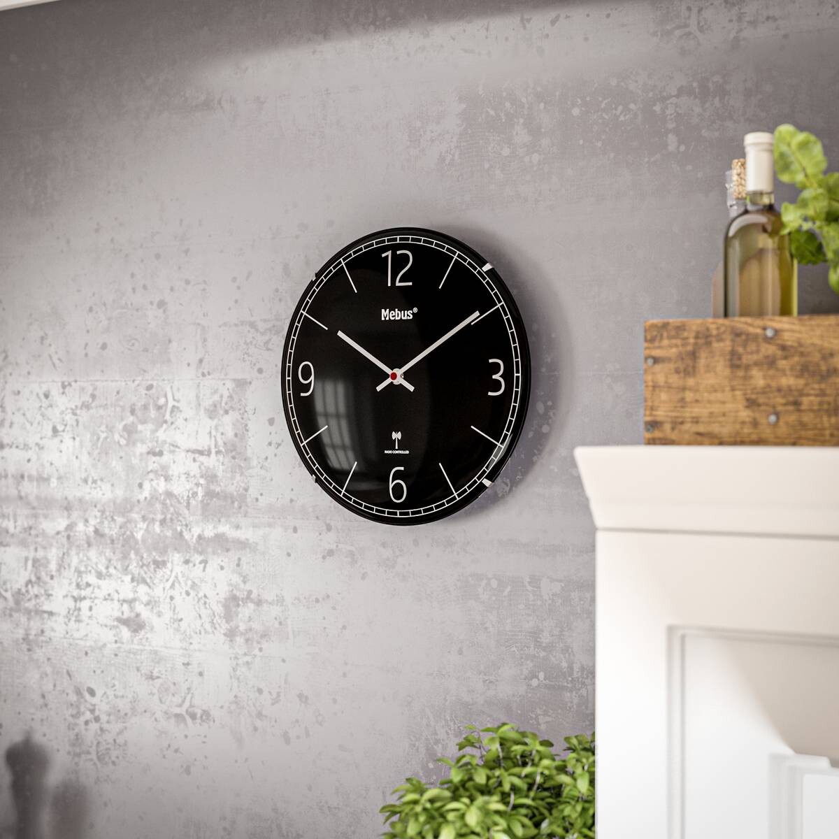 Mebus Wanduhr schwarz D: ca. 30 cm