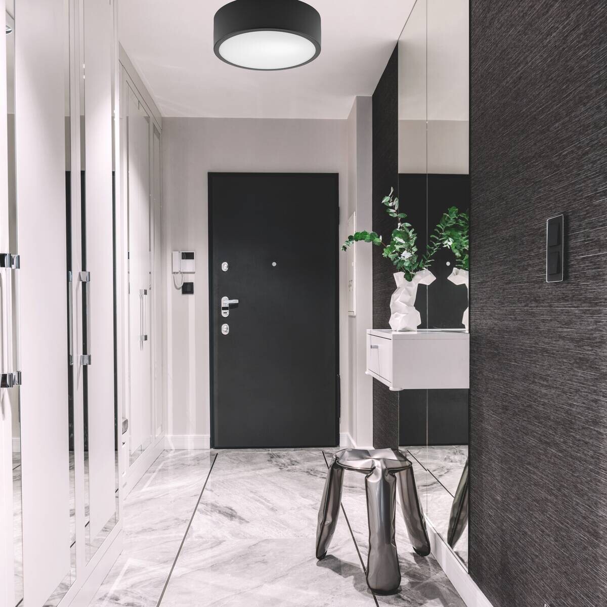 Lamkur Deckenleuchte Dante schwarz Glas Stahl H/L: ca. 8x26 cm E27 1 Brennstellen