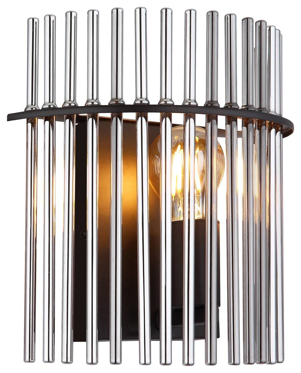 GLOBO Wandleuchte Rauch schwarz Metall Glas B/H/T: ca. 25x26x12,5 cm E27 1 Brennstellen