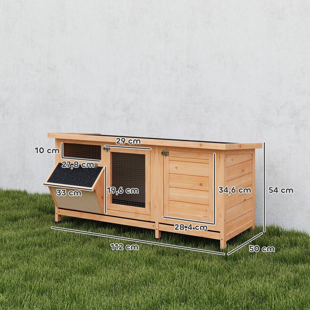 PawHut Kleintierstall natur Holz B/H/L: ca. 50x54x112 cm