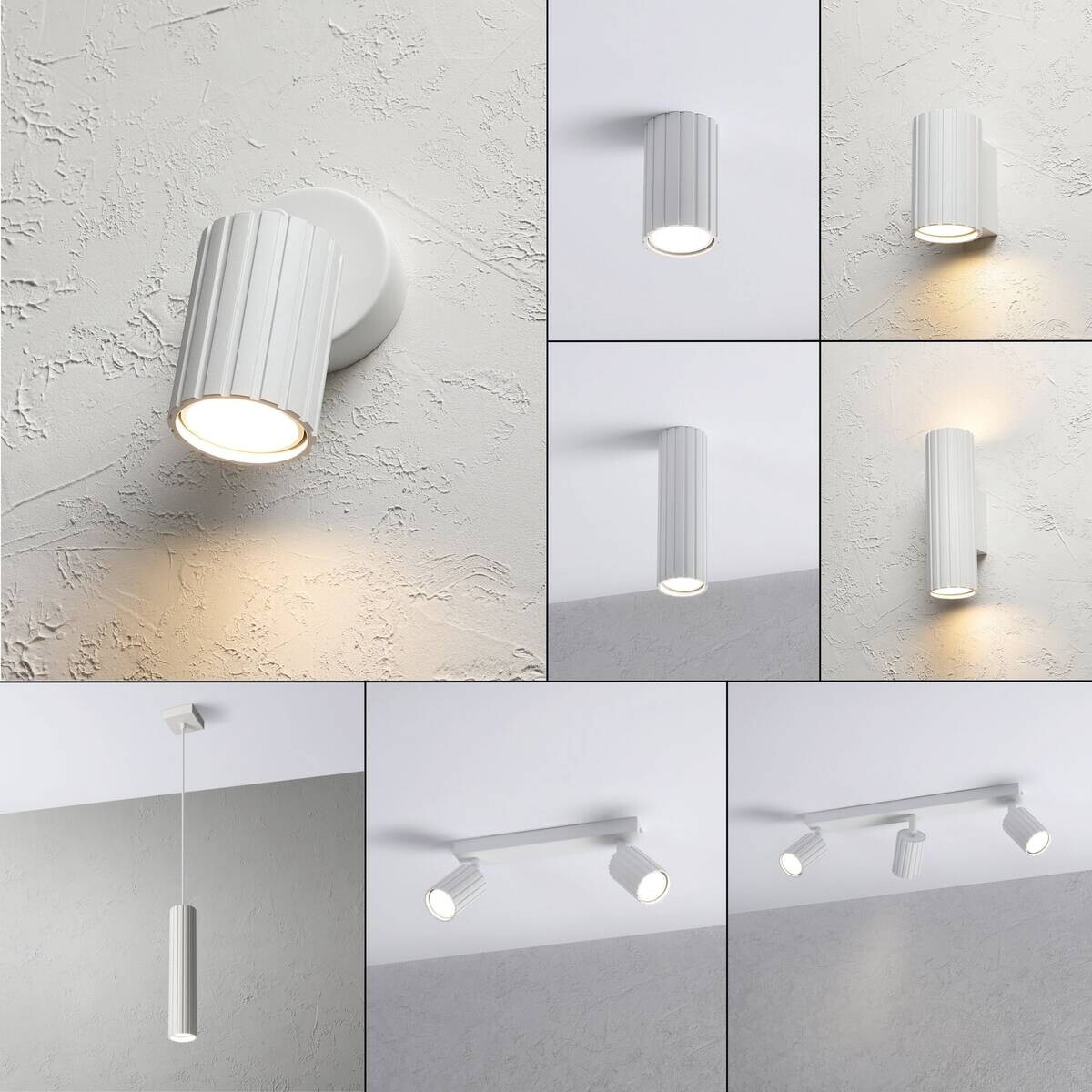 Lamkur Wandleuchte Prisma weiß Stahl B/H/L: ca. 8x16x8 cm GU10 1 Brennstellen