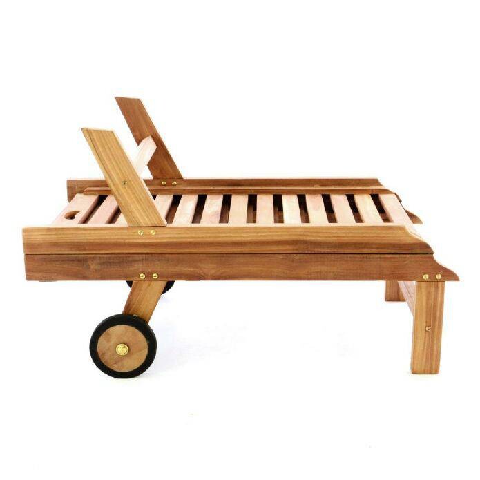 VCM Gartenliege braun Teakholz B/H/L: ca. 57x34x200 cm