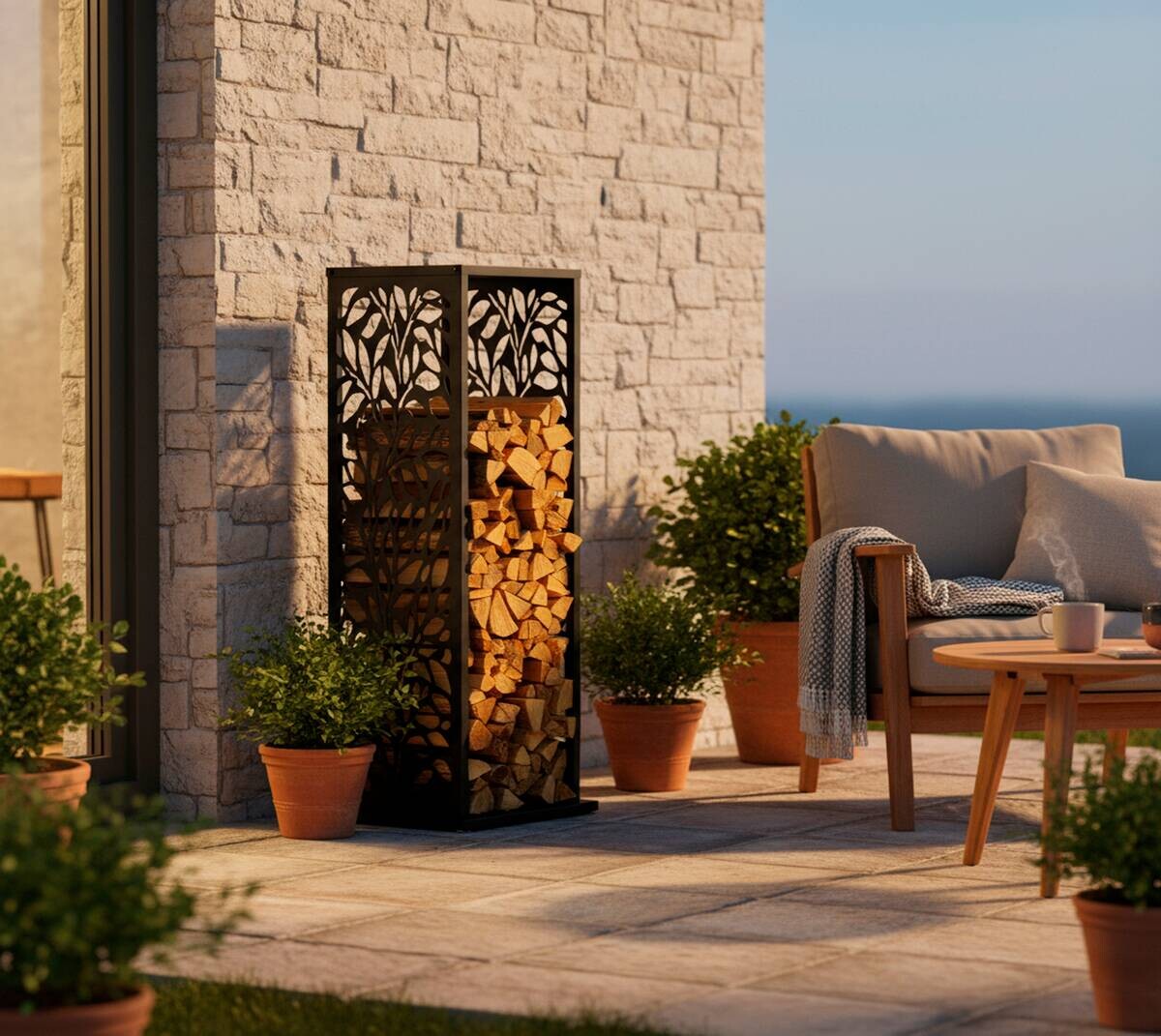 Westmann Kaminholzregal Luma anthrazit B/H/L: ca. 38x112x38 cm