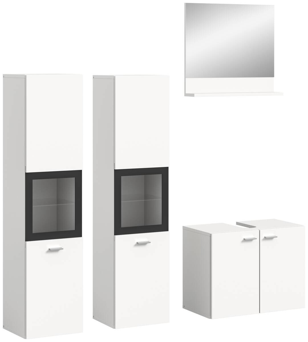 Badezimmer-Set BOSTON weiß schwarz B/H/T: ca. 137x186x33 cm