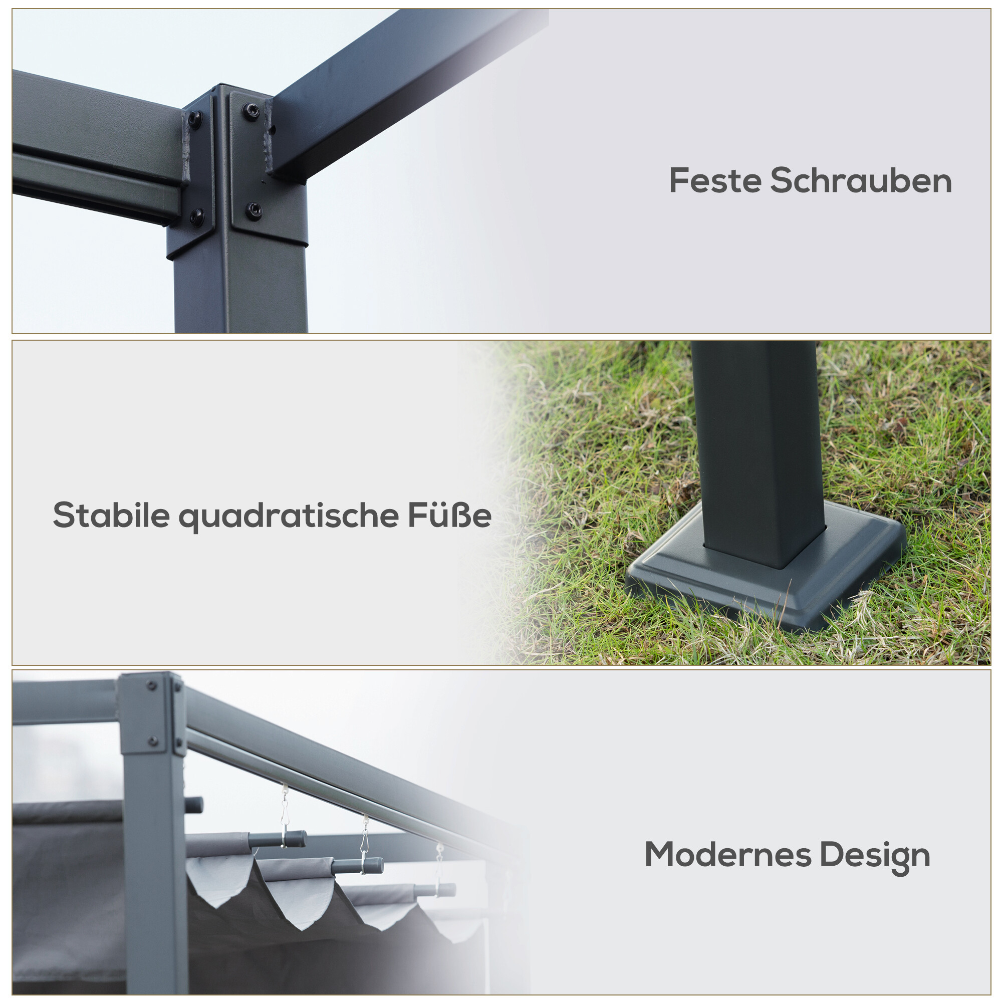 Outsunny Pergola dunkelgrau Stahl B/H/L: ca. 300x222x400 cm