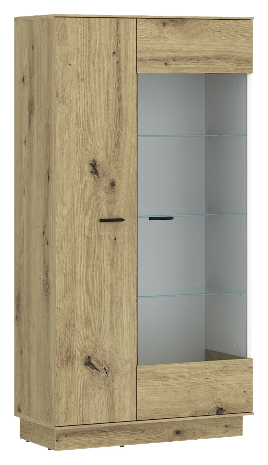 Standvitrine Covelo Eiche Artisan Oak Nachbildung weiß B/H/T: ca. 75x150x40 cm