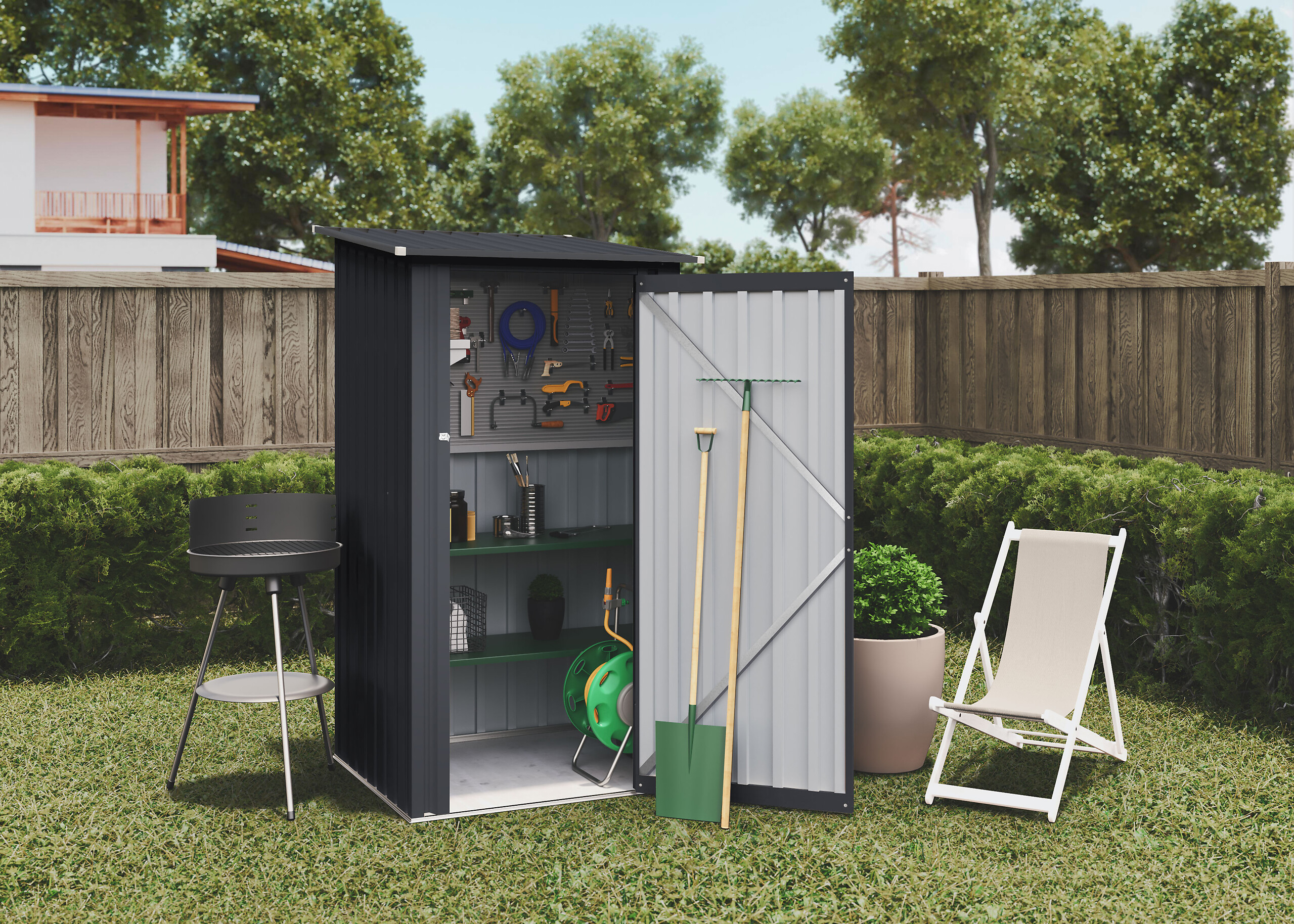 HOGGAR Gerätehaus Sansa anthrazit B/H/L: ca. 104x160x99 cm