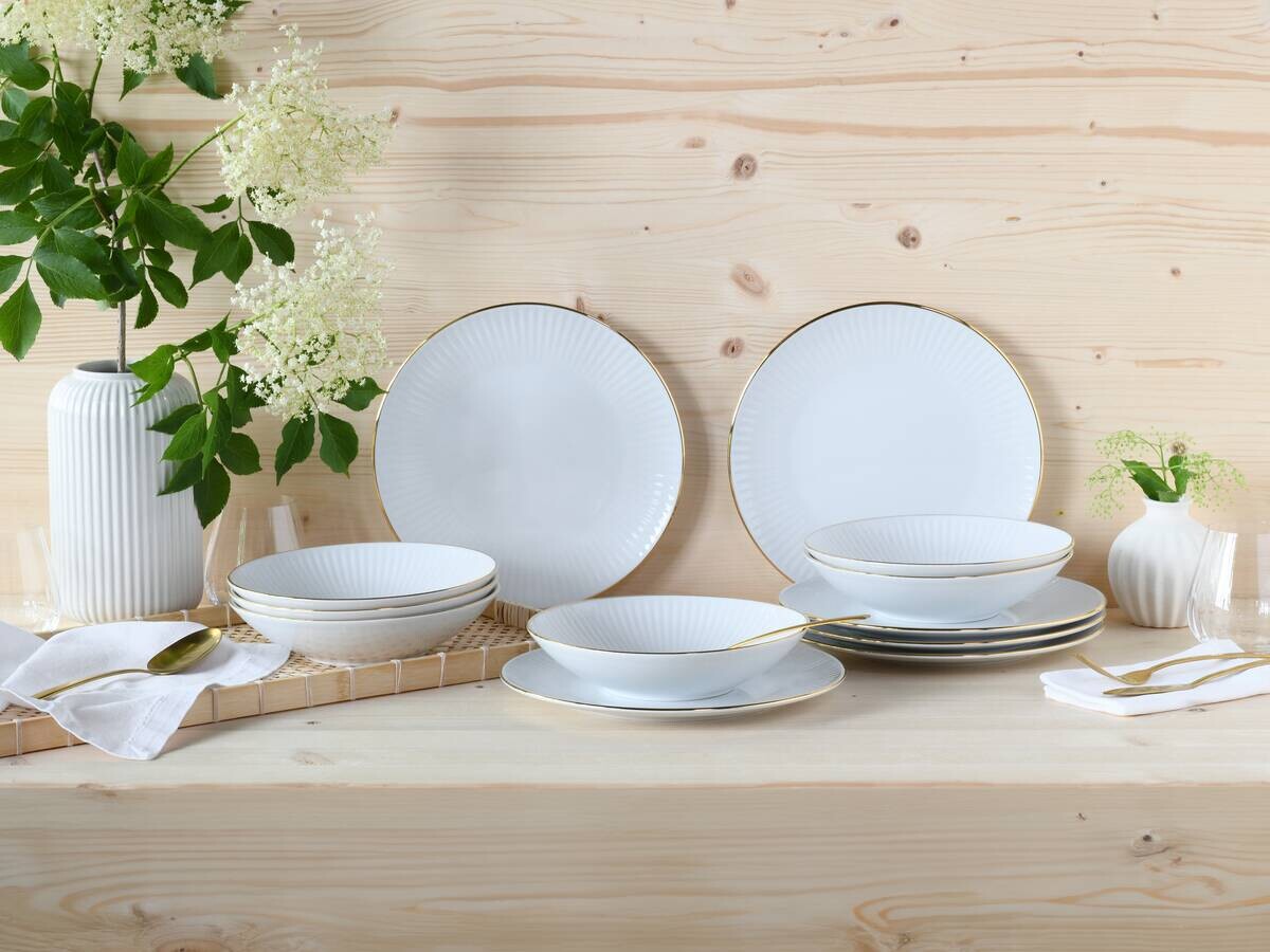 CreaTable Tafelservice Valencia gold Porzellan 12 tlg.