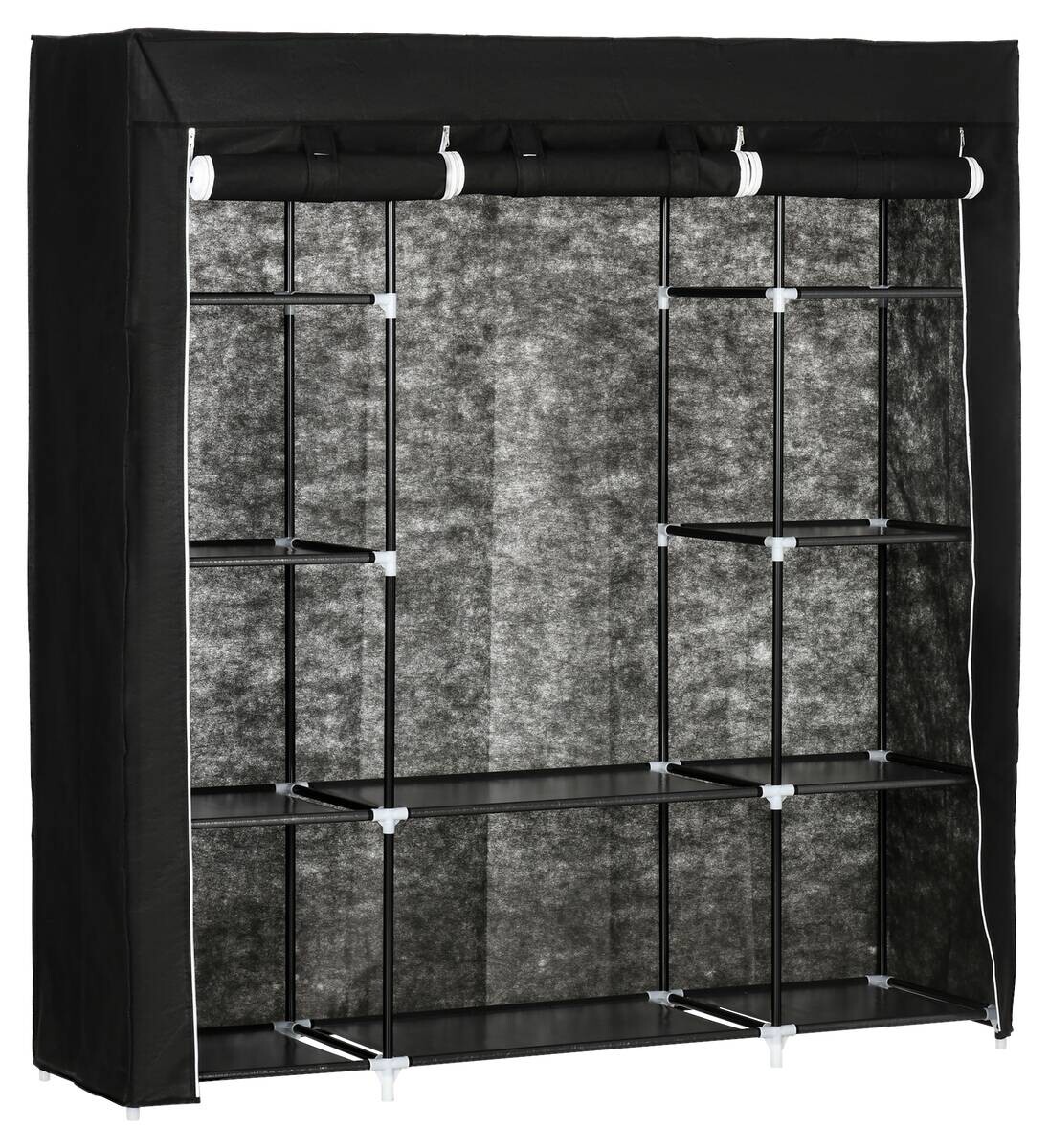 HOMCOM Kleiderschrank schwarz Edelstahl B/H/L: ca. 43x150x162,5 cm