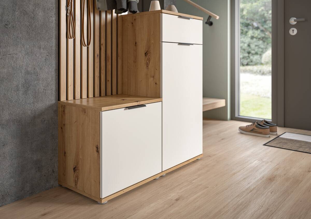 Garderobe Simple Eiche Artisan Nachbildung weiß B/H/T: ca. 88x195x35 cm