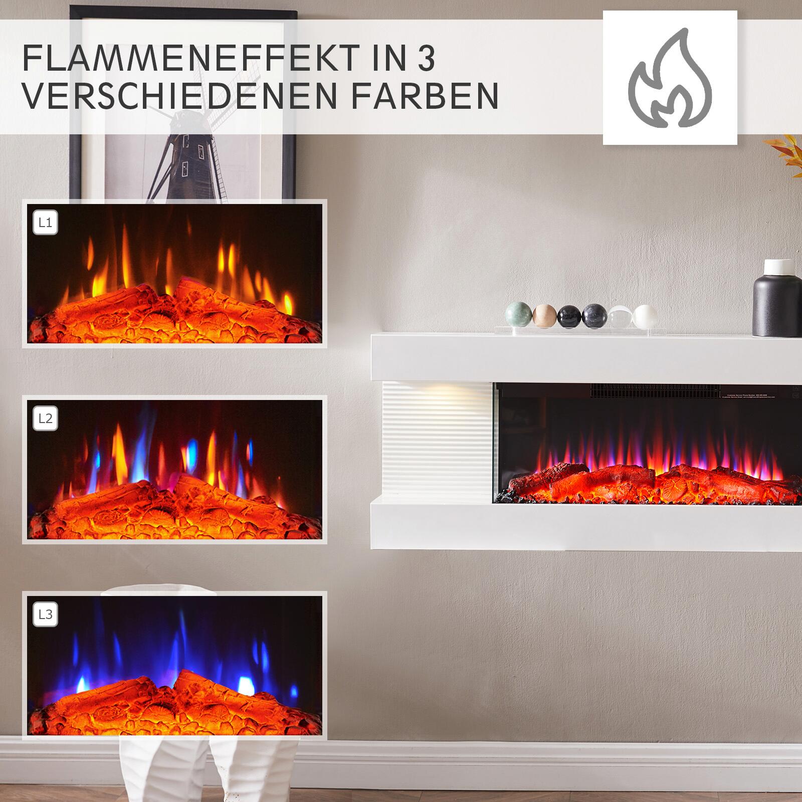 Balderia Elektrischer-Kamin weiß Metall B/H/T: ca. 112x41,8x21,6 cm