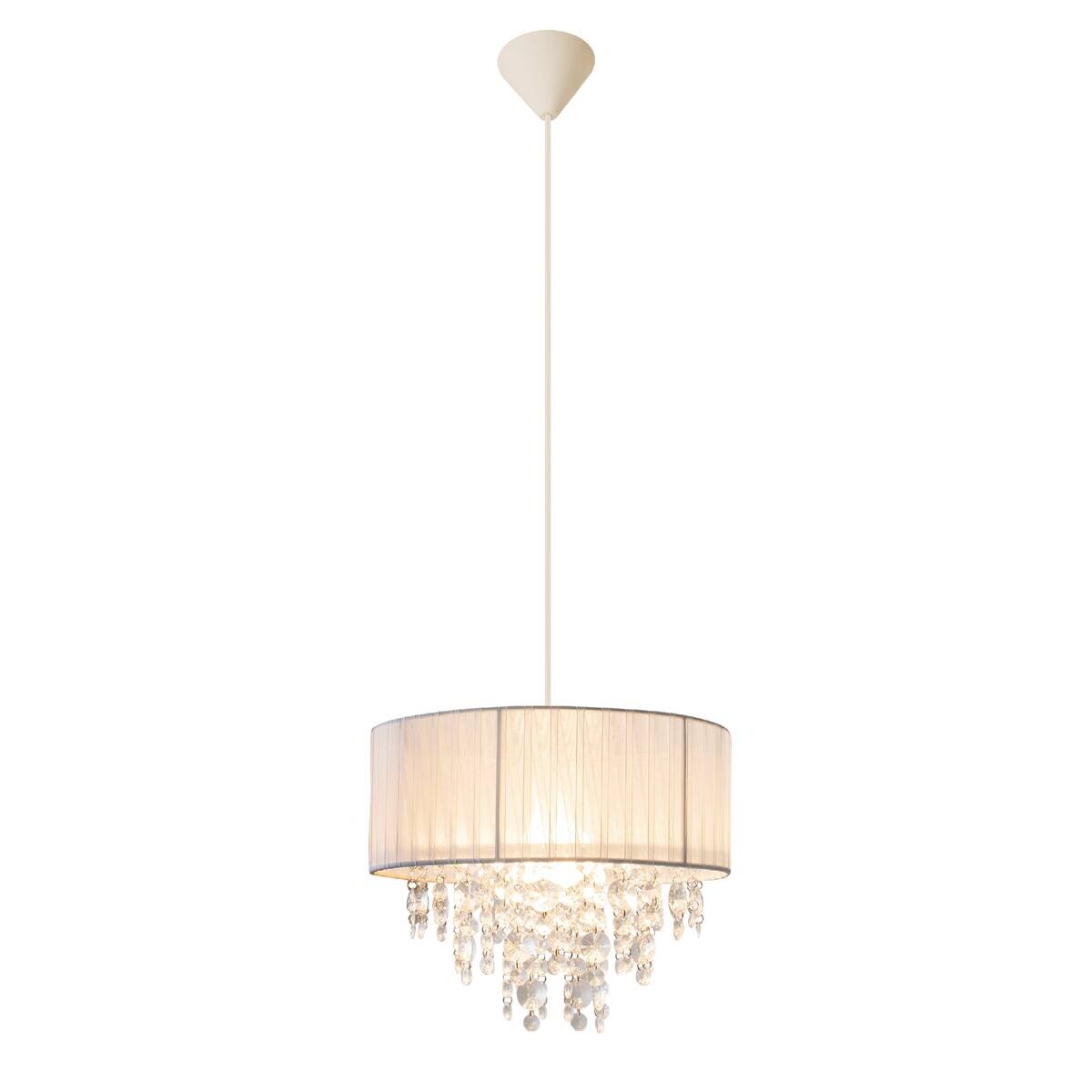 Näve Leuchten Pendelleuchte 6114923 weiß Textil Kunststoff Metall B/H/T: ca. 30x24x30 cm E27 1 Brennstellen