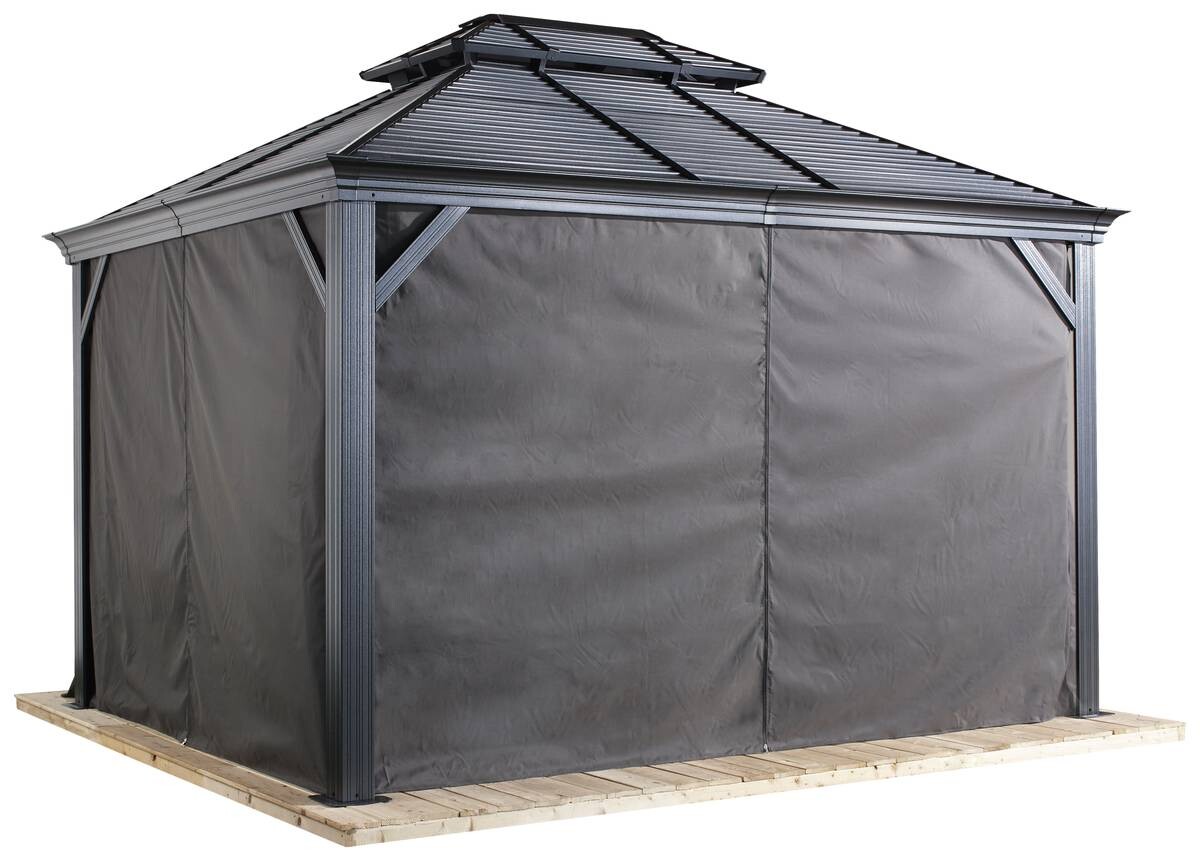 Sojag Pavillon-Vorhang-Set Mykonos/Moreno dunkelgrau Polyester B/T: ca. 380x254 cm