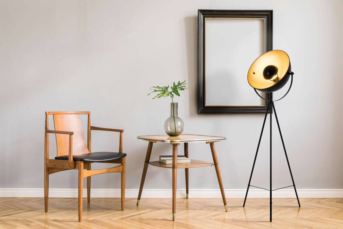 Näve Leuchten Stehleuchte gold schwarz Metall B/H/T/D: ca. 55x150x55x55 cm E27 1 Brennstellen