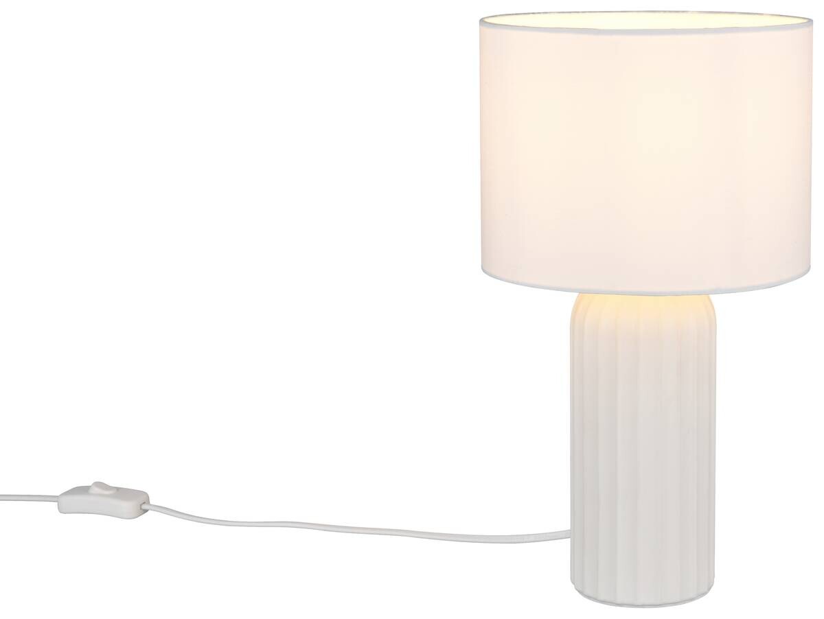 Reality Leuchten Tischleuchte Blaire weiß Keramik Stoff B/L: ca. 20x36 cm