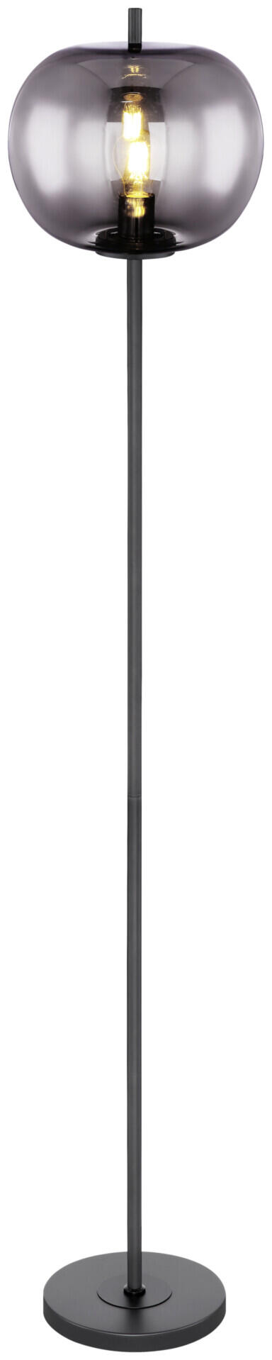 GLOBO Stehleuchte Blacky schwarz Metall Glas H/D: ca. 160x30 cm E27 1 Brennstellen