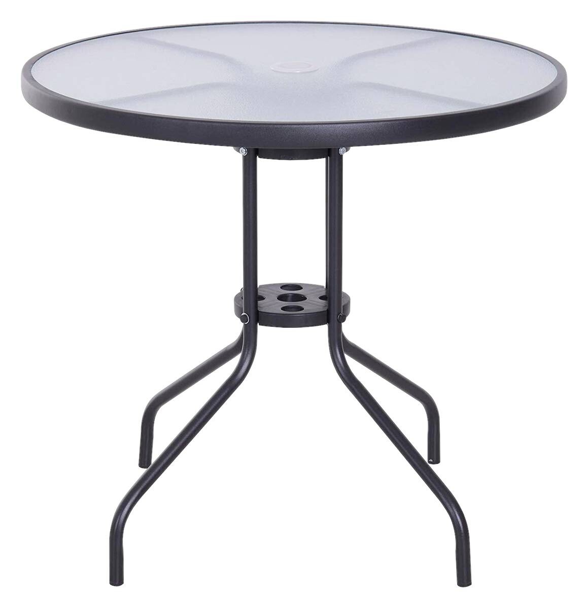 Outsunny Gartentisch schwarz Stahl H/D: ca. 72x80 cm