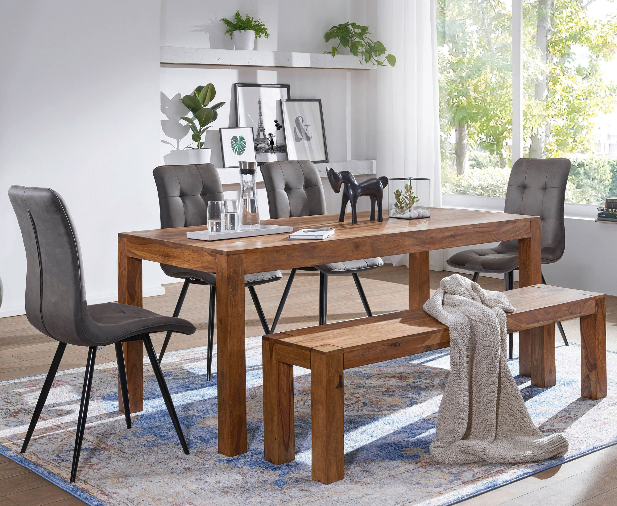 Sitzbank natur Echtholz B/H/T: ca. 180x45x35 cm