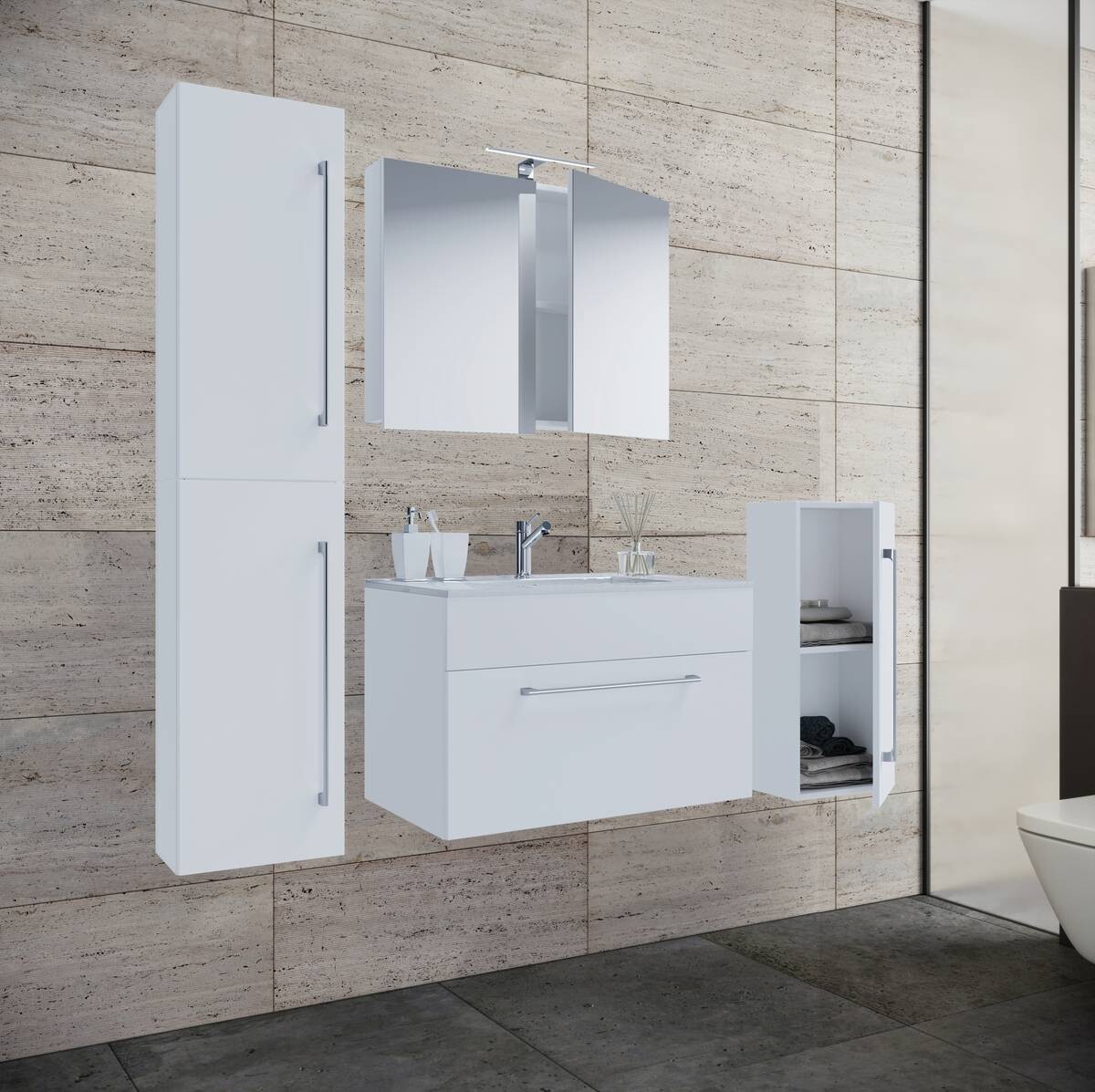 Waschplatz 5tlg-Badinos weiß B/H/T: ca. 60x50x46 cm