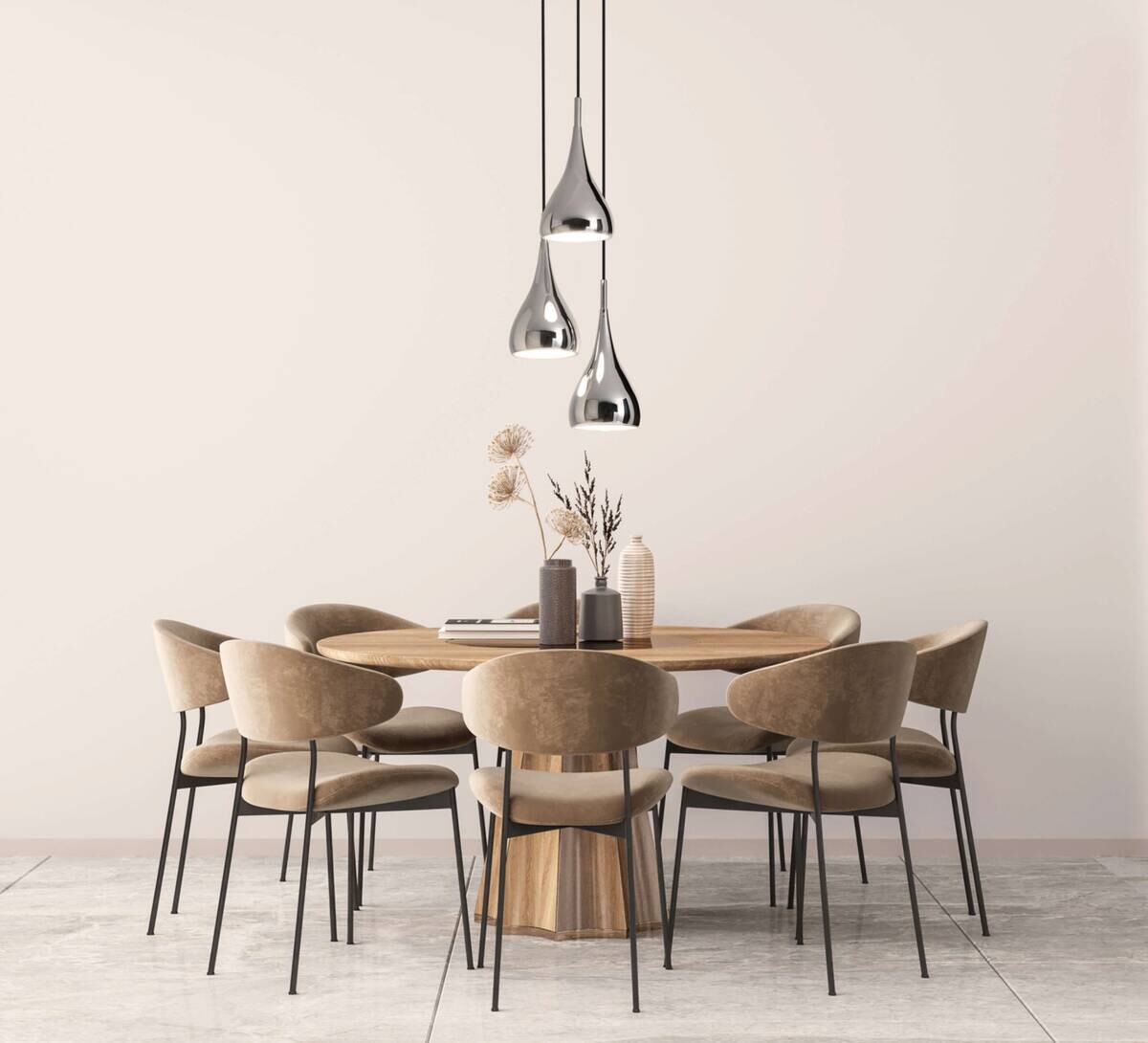 Näve Leuchten Pendelleuchte 6029242 Chrom Metall B/H/T: ca. 30x120x30 cm E27 3 Brennstellen