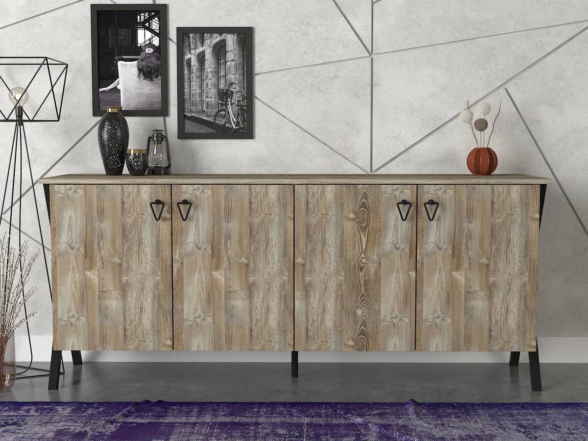 Sideboard Zeth Eiche Nachbildung B/H/T: ca. 180x76,8x44,8 cm