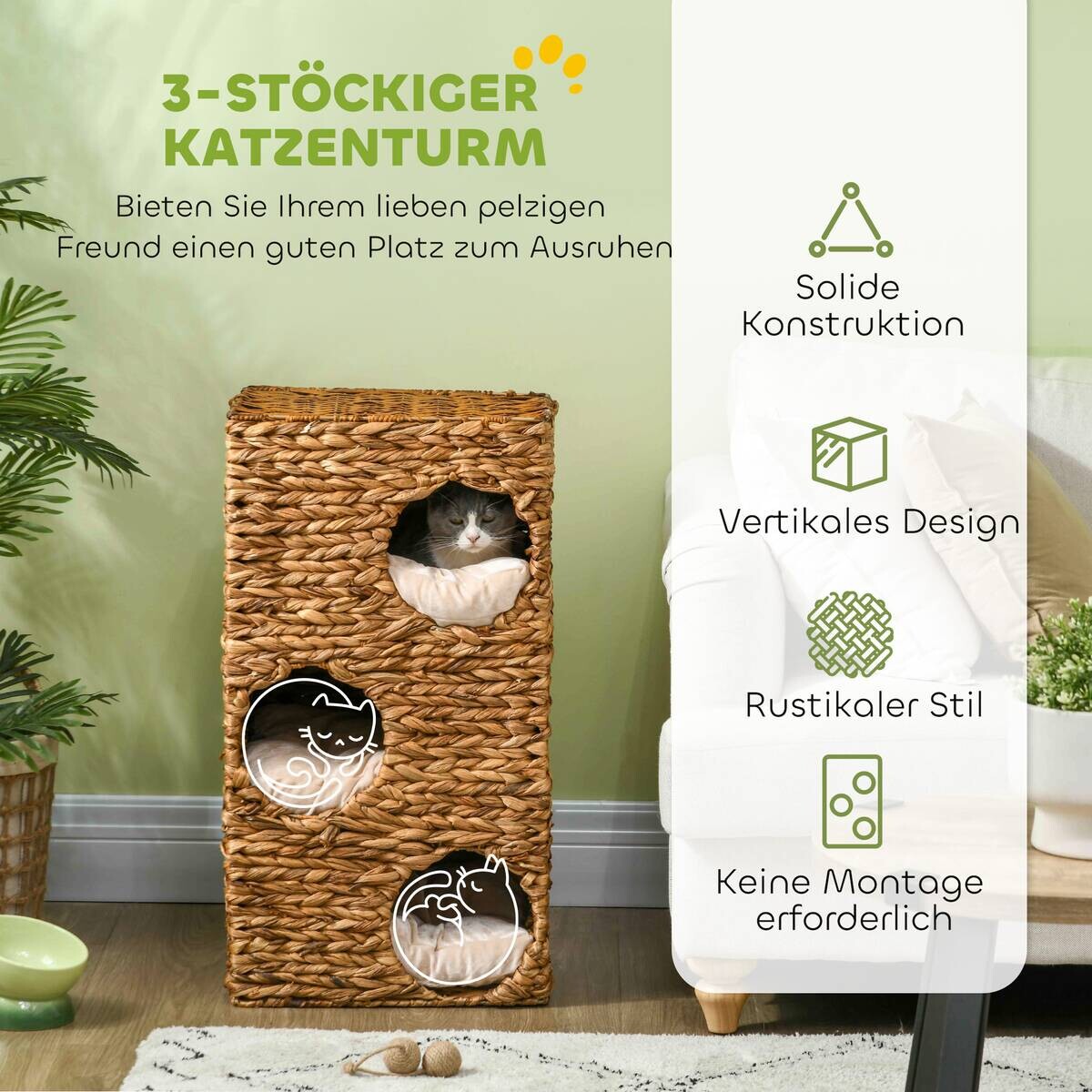 PawHut Kratztonne braun Stahl B/H/L: ca. 31x76x40 cm