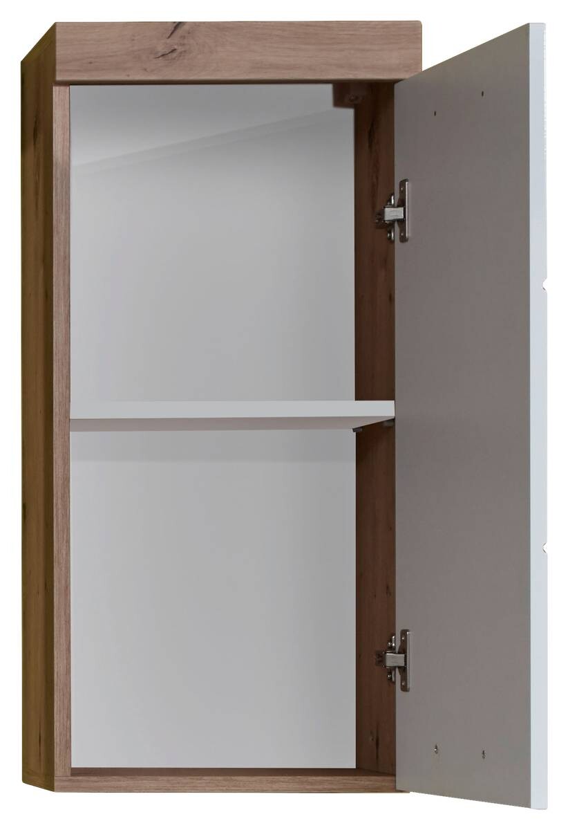 Stauraumelement Amanda weiß Hochglanz Asteiche Nachbildung B/H/T: ca. 37x77x23 cm