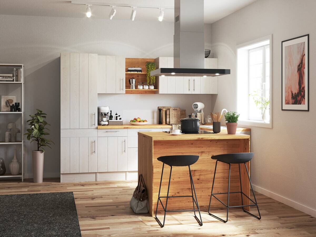 Respekta Winkelküche Anton weiß Lärche Nachbildung B/H/T: ca. 280x211x172 cm