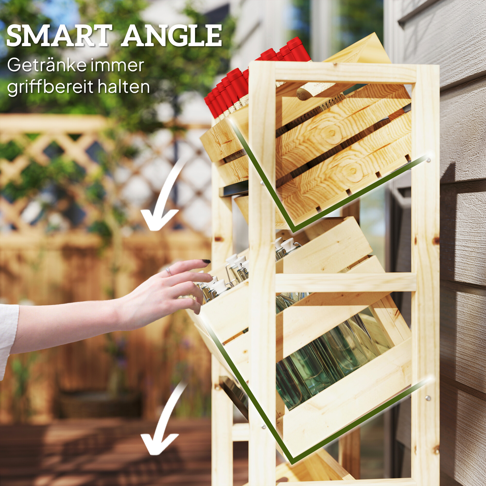 Outsunny Getränkekistenregal Holzoptik Stahl B/H/L: ca. 32x112x56 cm