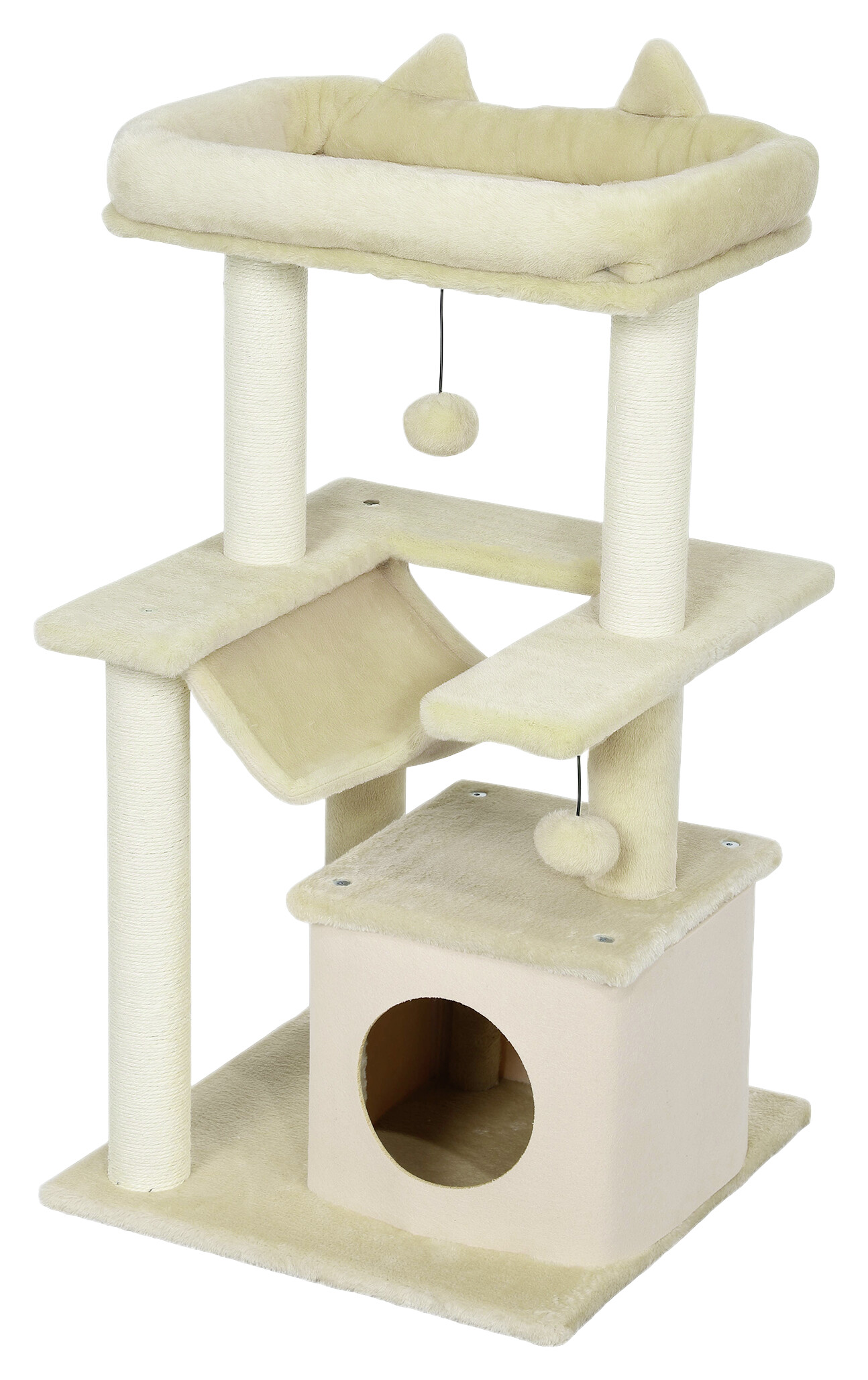 PawHut Kratzbaum cremeweiß Polyester B/H/L: ca. 48x90x48 cm