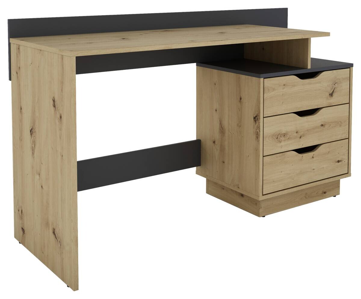 Schreibtisch BELFAST Eiche Artisan Nachbildung anthrazit B/H/T: ca. 138x83,5x51,5 cm