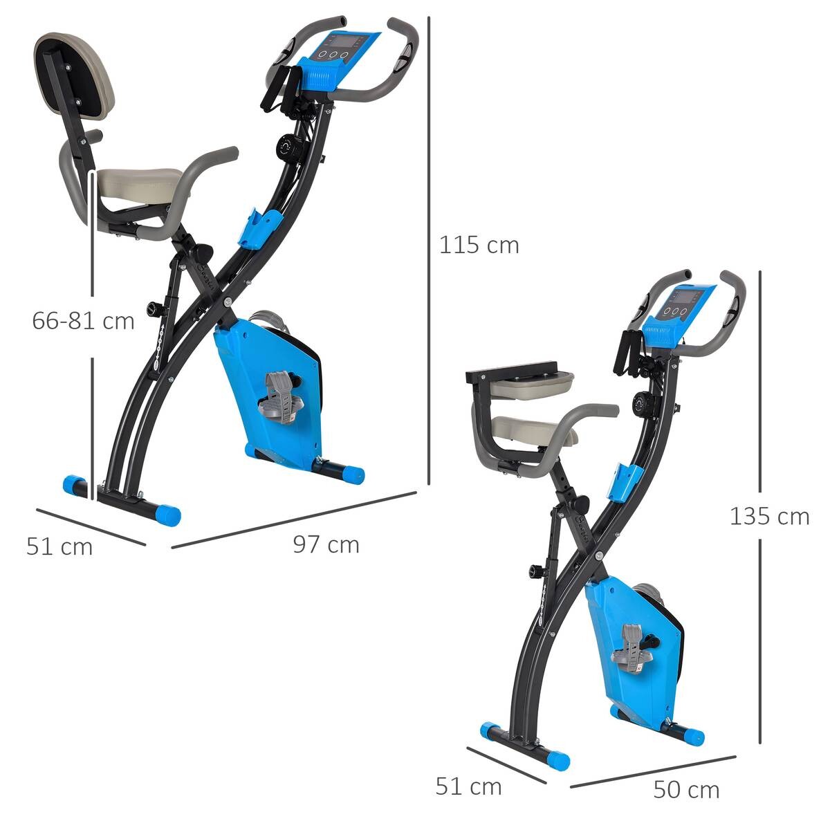 HOMCOM Fahrradtrainer blau Stahl B/H/L: ca. 51x115x97 cm