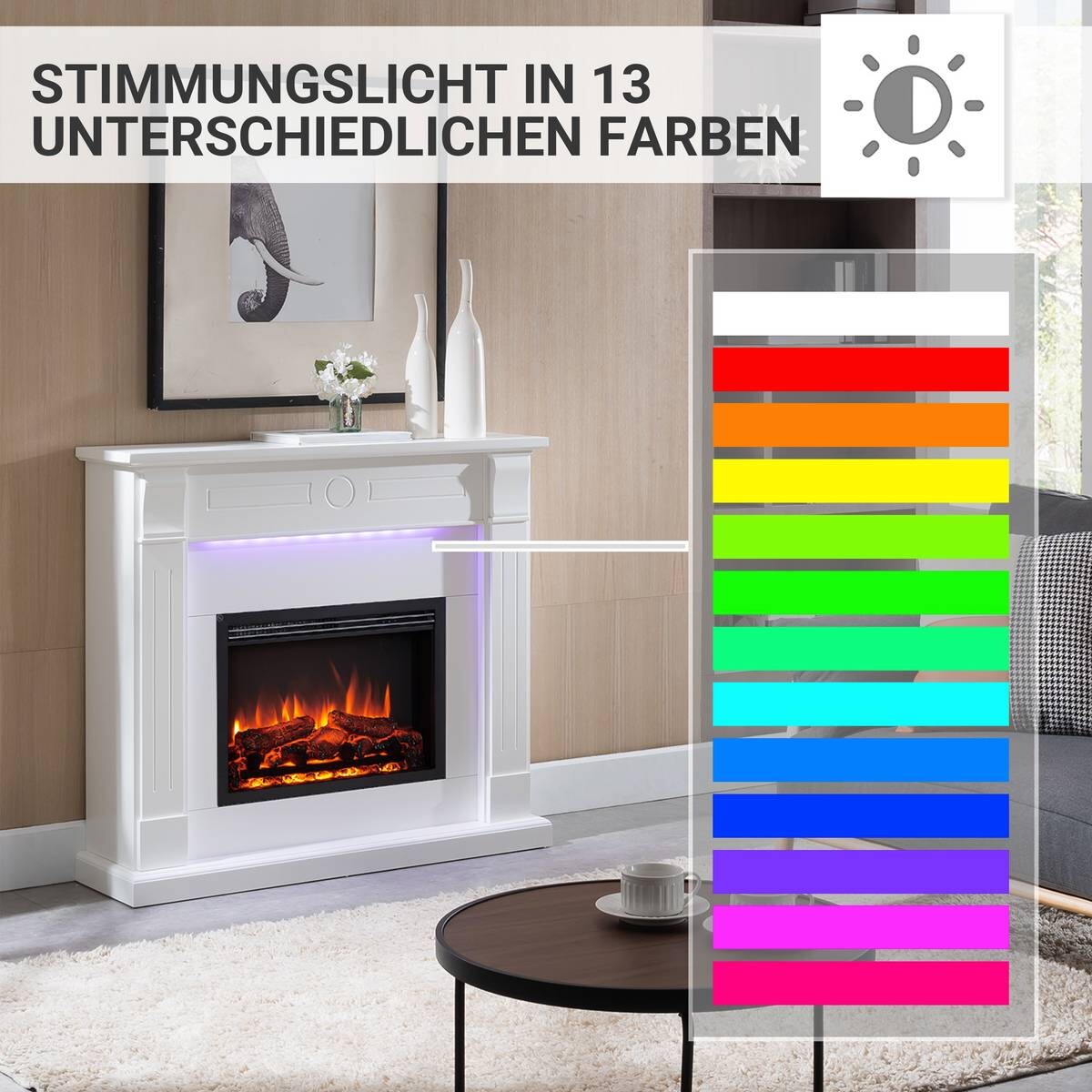 Balderia Elektrischer-Kamin Hikaru EF61D-MT119C weiß B/H/T: ca. 110x99x31 cm ca. 2000 W