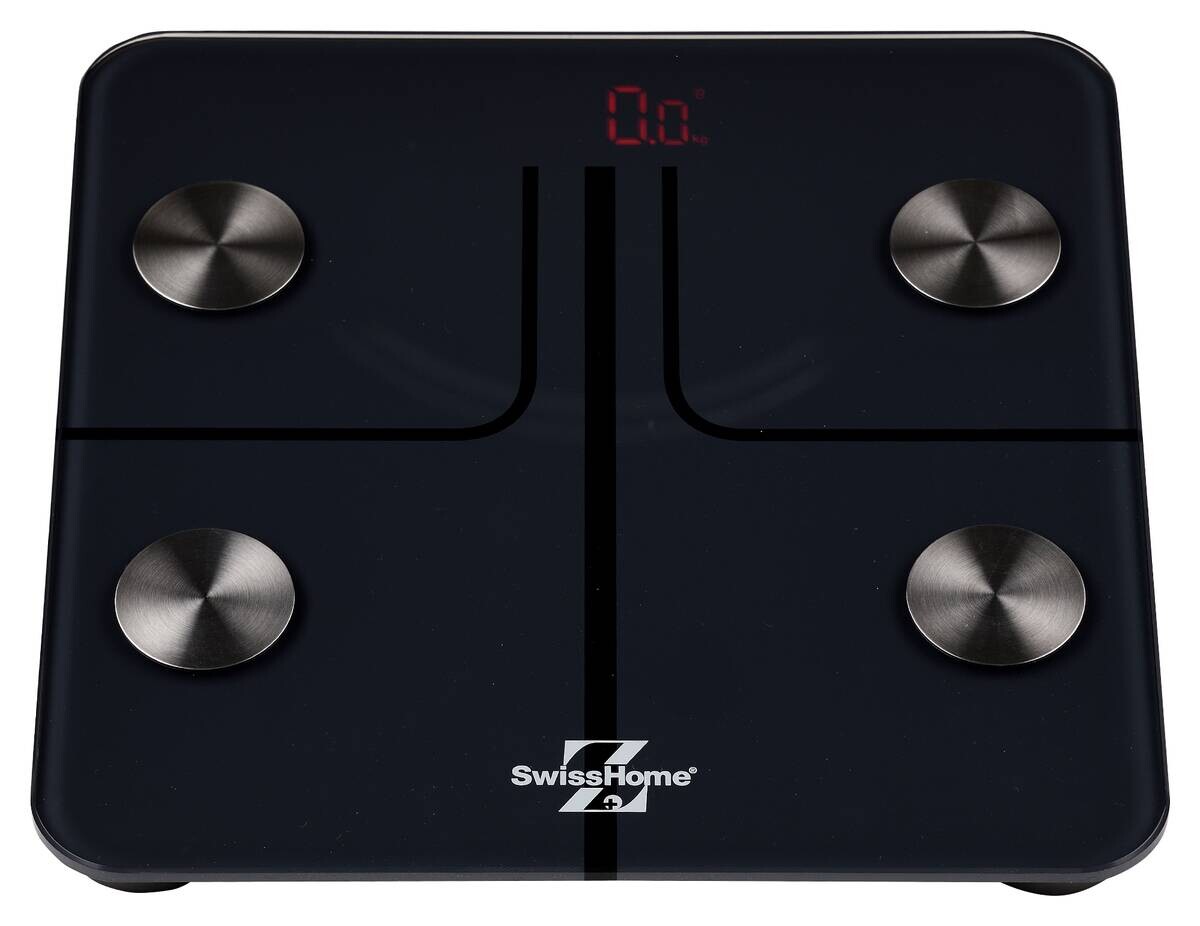 SWISS HOME Personenwaage APHRODITE schwarz Glas B/H/L: ca. 28x18x28 cm