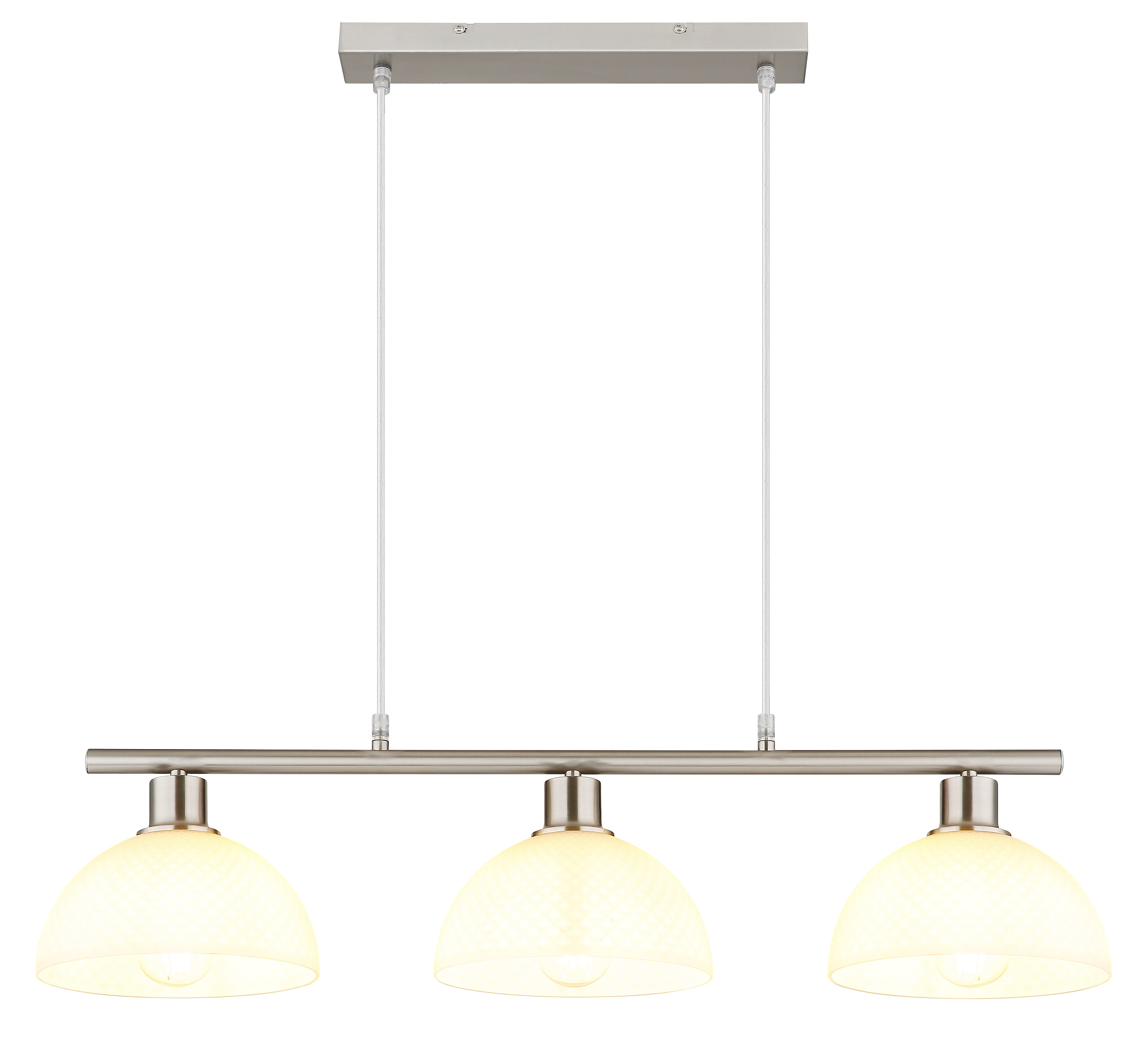 GLOBO Pendelleuchte Opal nickel Metall Glas PVC B/H/L: ca. 20x120x77 cm E27 3 Brennstellen