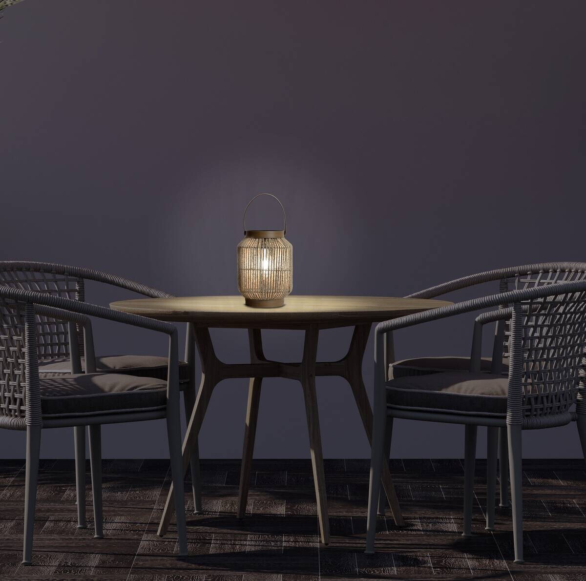 LED-Solarleuchte 5292727 natur Hanfseil Metall H/D: ca. 29x22 cm