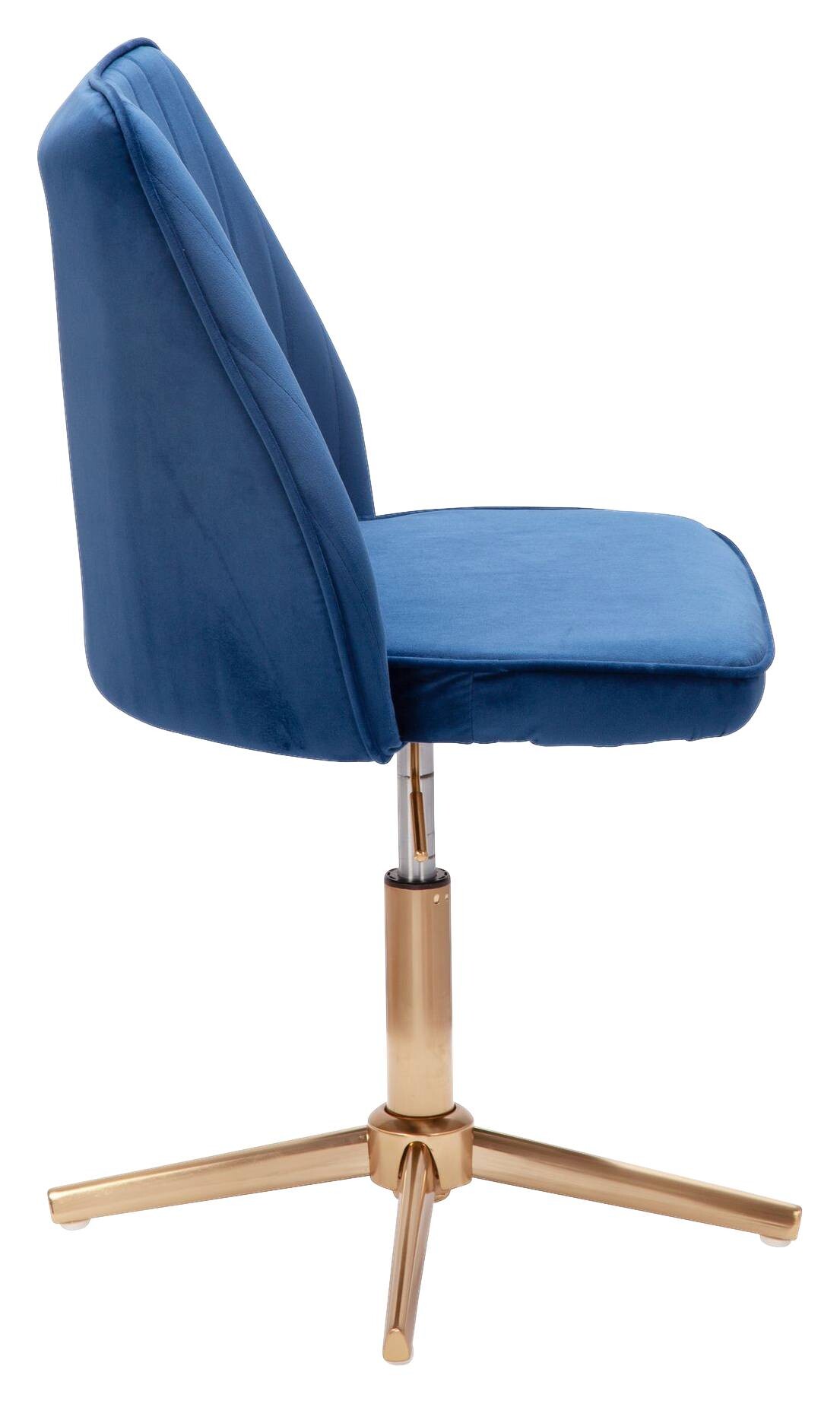 Drehstuhl blau Samt Eisen