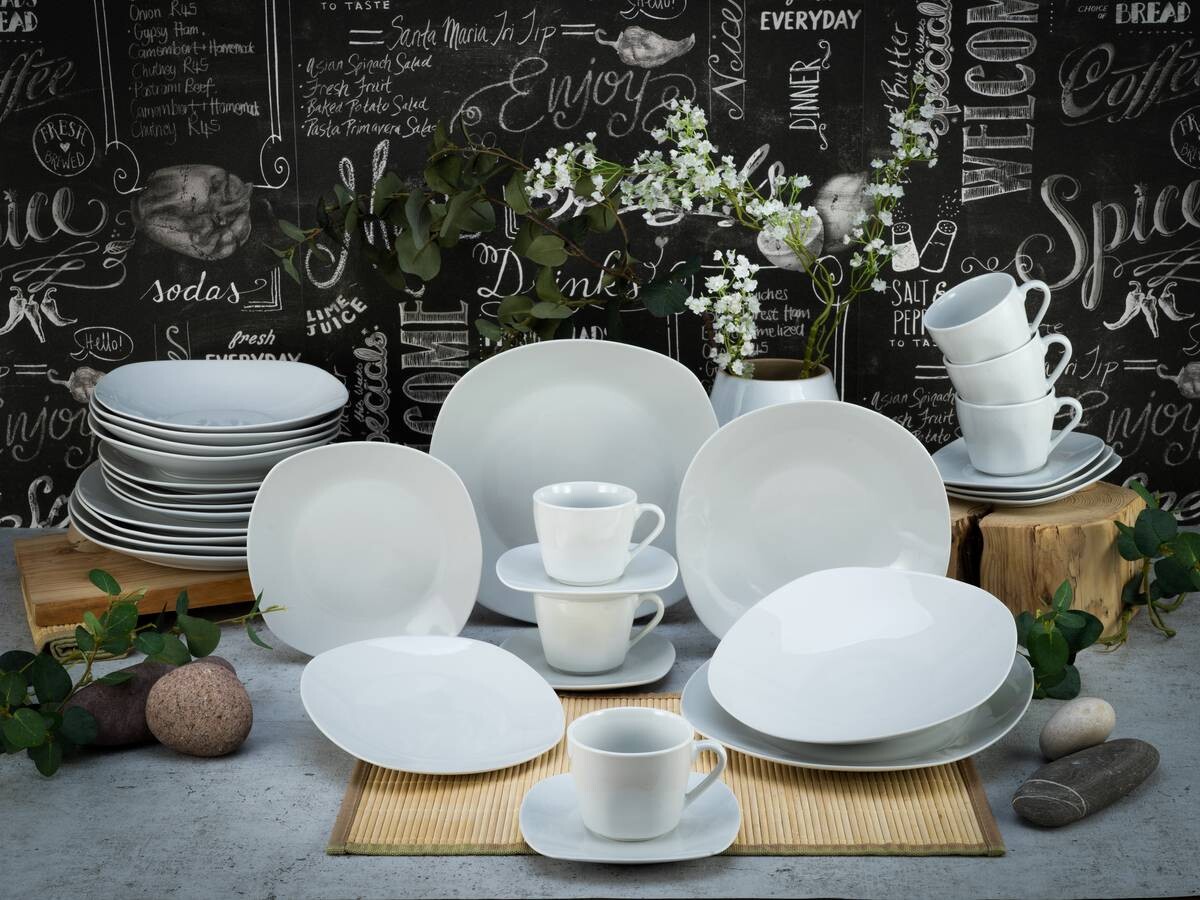 CreaTable Kombiservice Square weiß Porzellan 30 tlg.