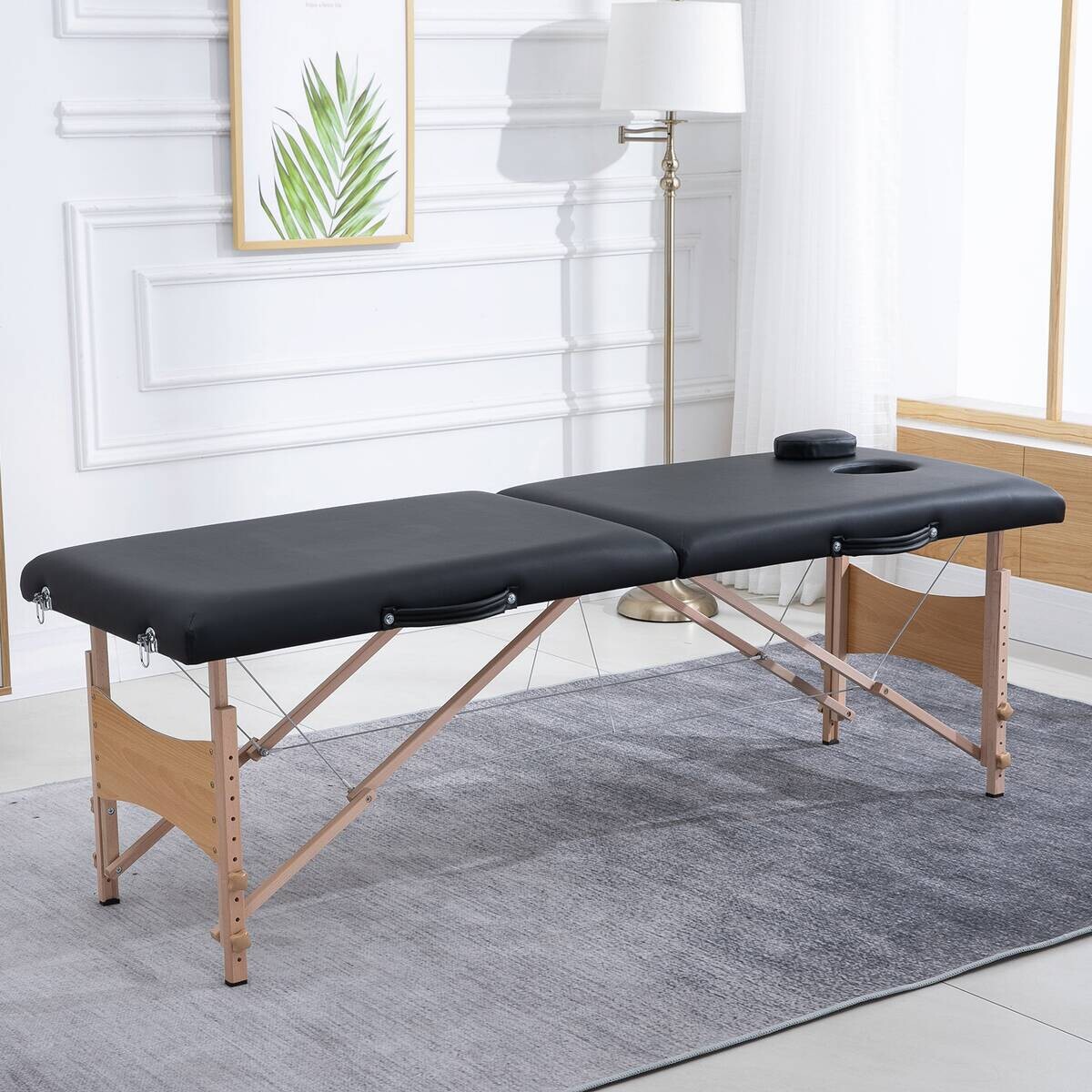 HOMCOM Massageliege schwarz Holz B/H/L: ca. 60x186x58 cm