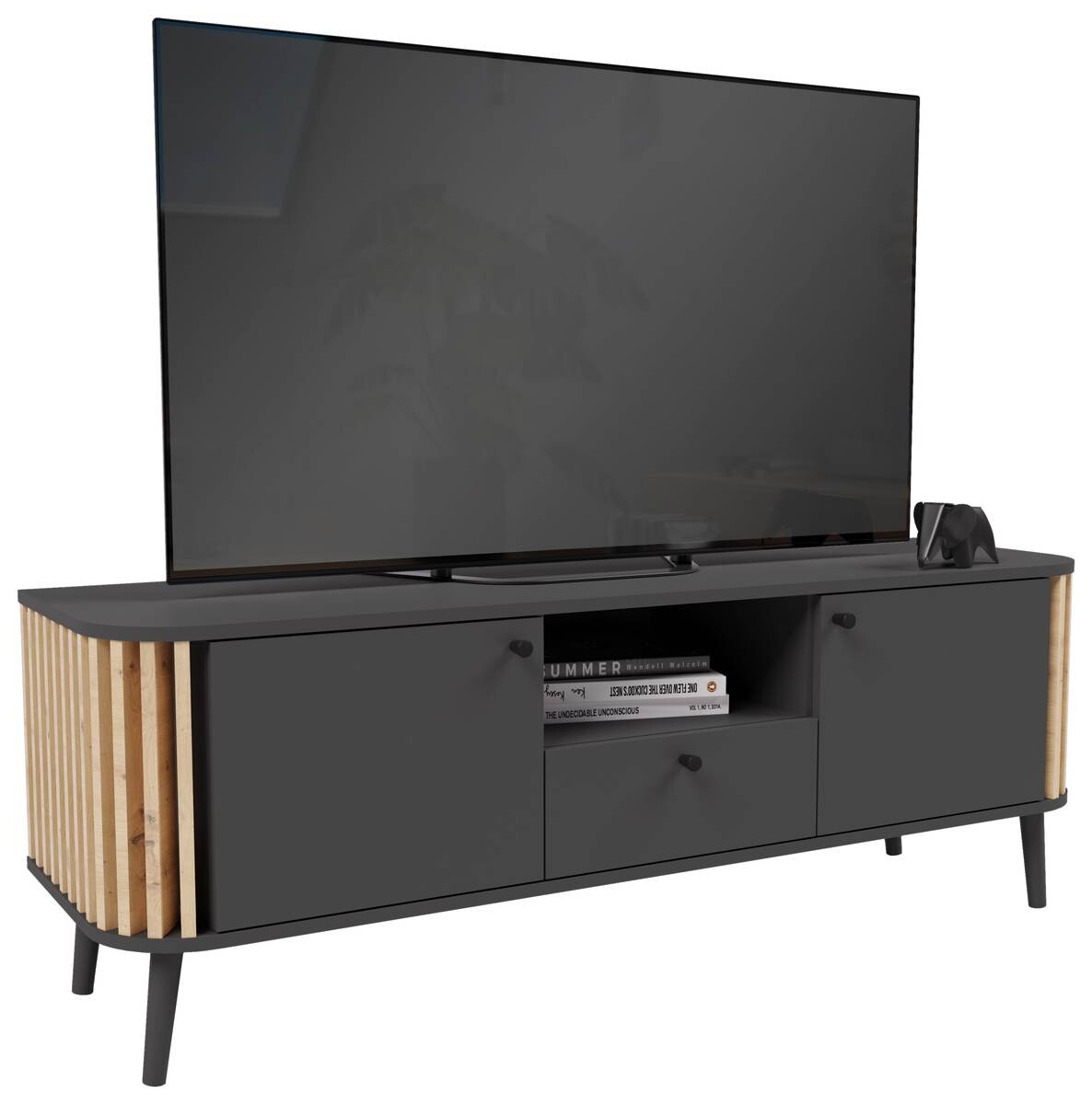 Lowboard PURE grau Eiche Artisan Nachbildung B/H/T: ca. 138x50x40 cm